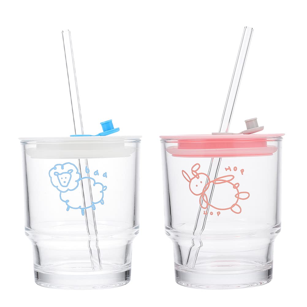 DOITOOL 2-Pack Cute Glass Juice Mugs - Creative Heat-Resistant Drinking Glasses for Milk, Tea, Coffee - Perfect for Breakfast, Office, and Home Use