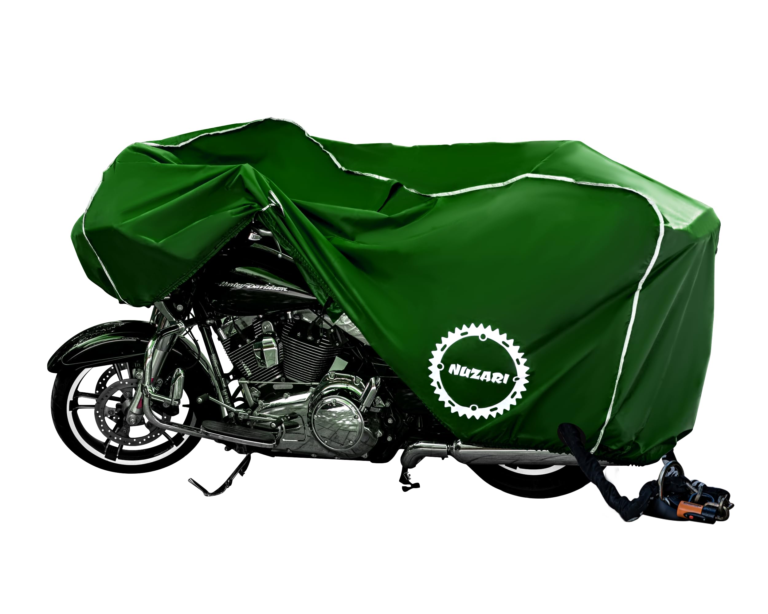 Nuzari Premium Waterproof Motorcycle Cover for Outdoor Storage - Heavy Duty Harley Davidson Bike Cover - XXL Motorcycle Accessories for Travel & Long-Term Protection
