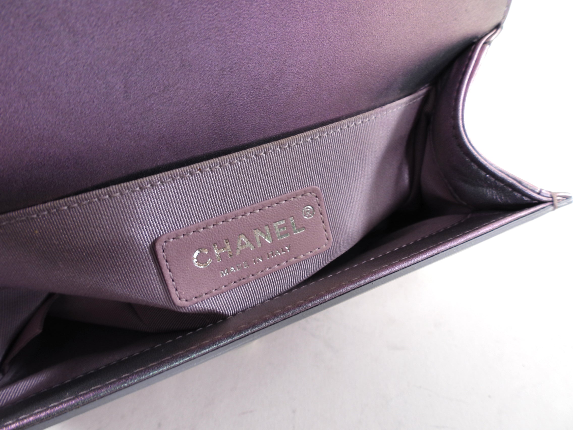 Chanel 18S Lilac Purple Holographic Mermaid Classic Small Boy Flap Bag - Luxury Designer Handbag for Women, Perfect for Evening Parties & Special Occasions