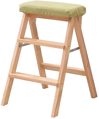 NEVKA 3-Step Folding Step Stool - Portable Kitchen Ladder Stool, Multifunctional Foldable Step Stool for Home, Office, Bathroom & Garage - Natural Color | Perfect for Reaching High Shelves, Changing Light Bulbs & Organizing Spaces