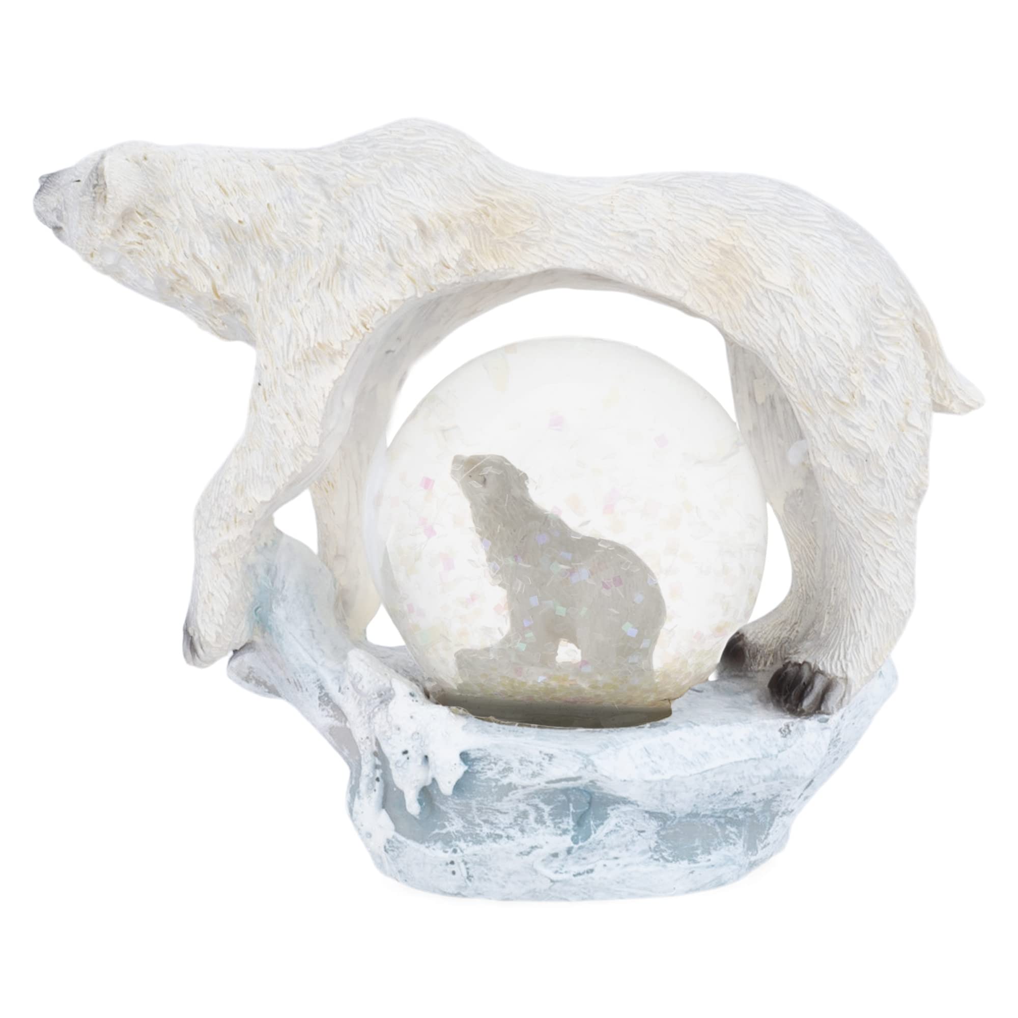 Elanze Designs White Polar Bear Winter Snow Globe - 45MM Miniature Tabletop Decor, Polyresin Glitter Water Scene for Nightstand, Dresser, or Holiday Display | Perfect for Christmas Decorations, Winter Wonderland Theme, and Gift Giving