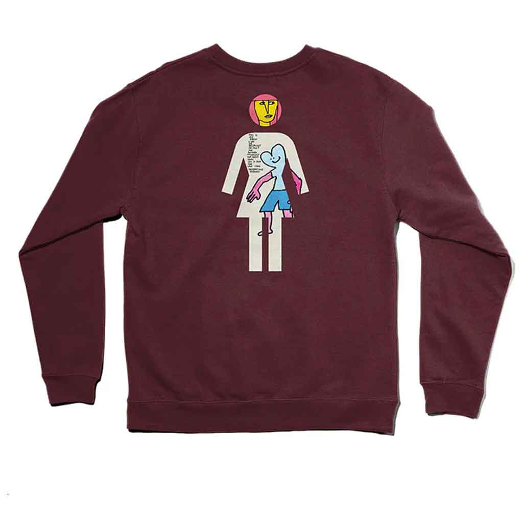 Girl Gonz Crewneck Sweatshirt - Burgundy Red Pullover for Women | Casual Streetwear, Loungewear & Everyday Comfort