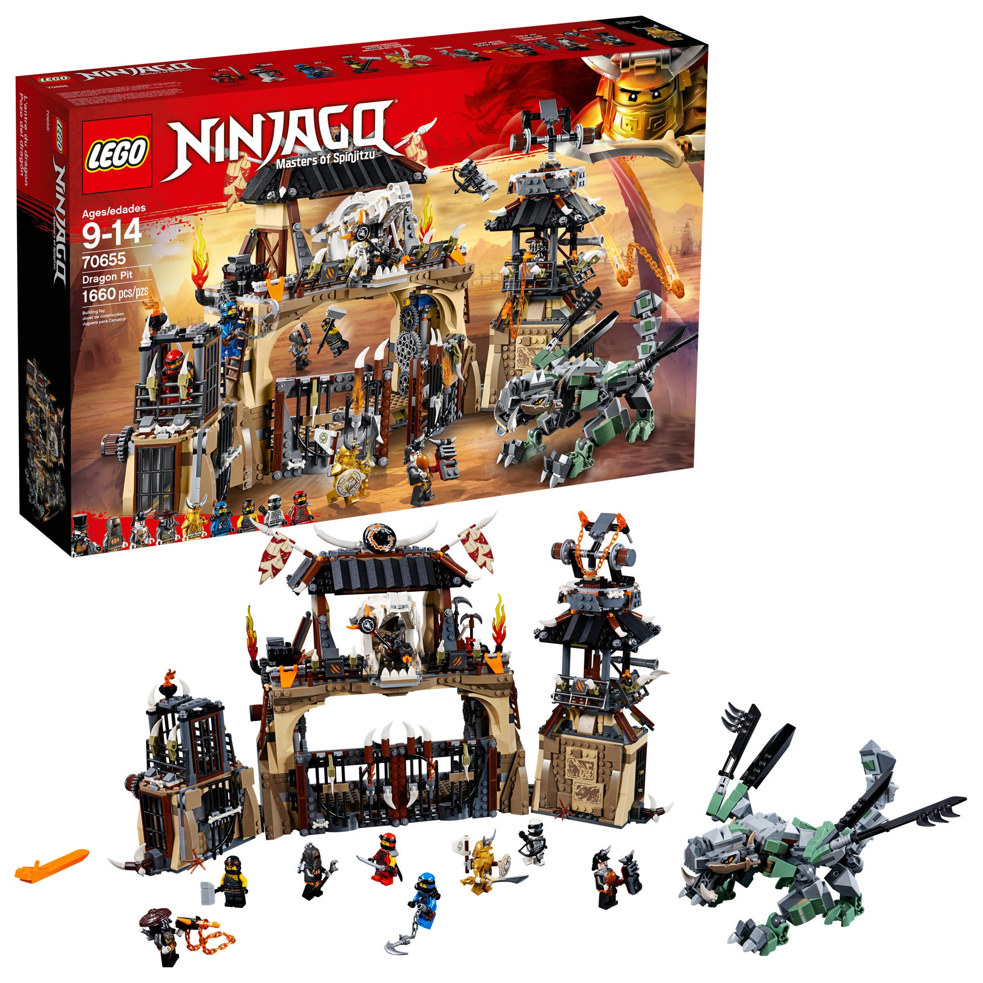 LEGO NINJAGO Masters of Spinjitzu Dragon Pit 70655 Building Kit - 1660 Piece Ninja Playset with Green Dragon Model & Action Figures | Creative Construction Toy for Kids | Perfect for Birthday Gifts & Ninja-Themed Playtime Adventures