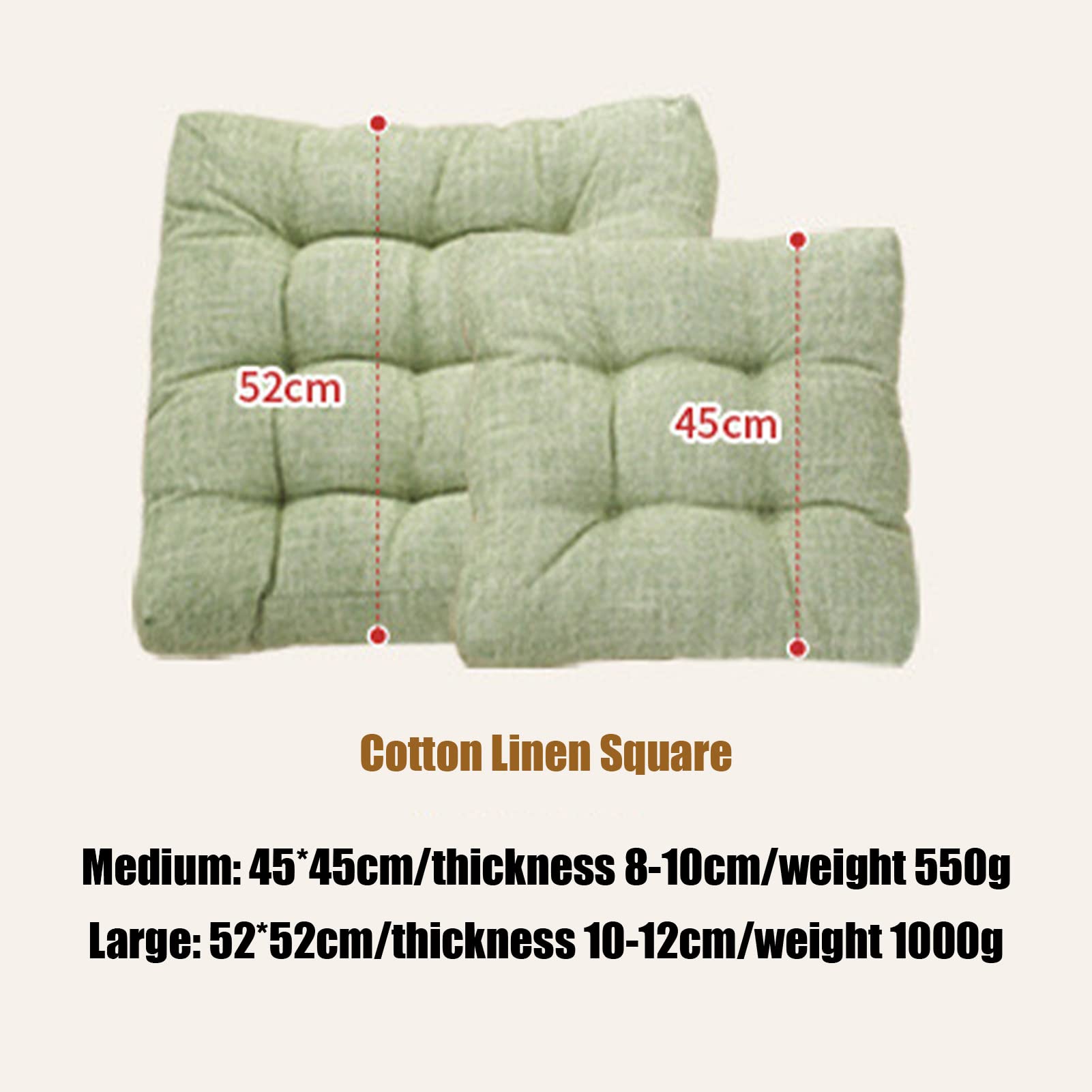 EEUK Cotton Linen Square Chair Cushion - 52x52cm Thick Breathable Tatami Seat Pad for Yoga, Meditation, Living Room, Balcony, Office & Outdoor Use - Light Blue Home Decor Comfort Cushion