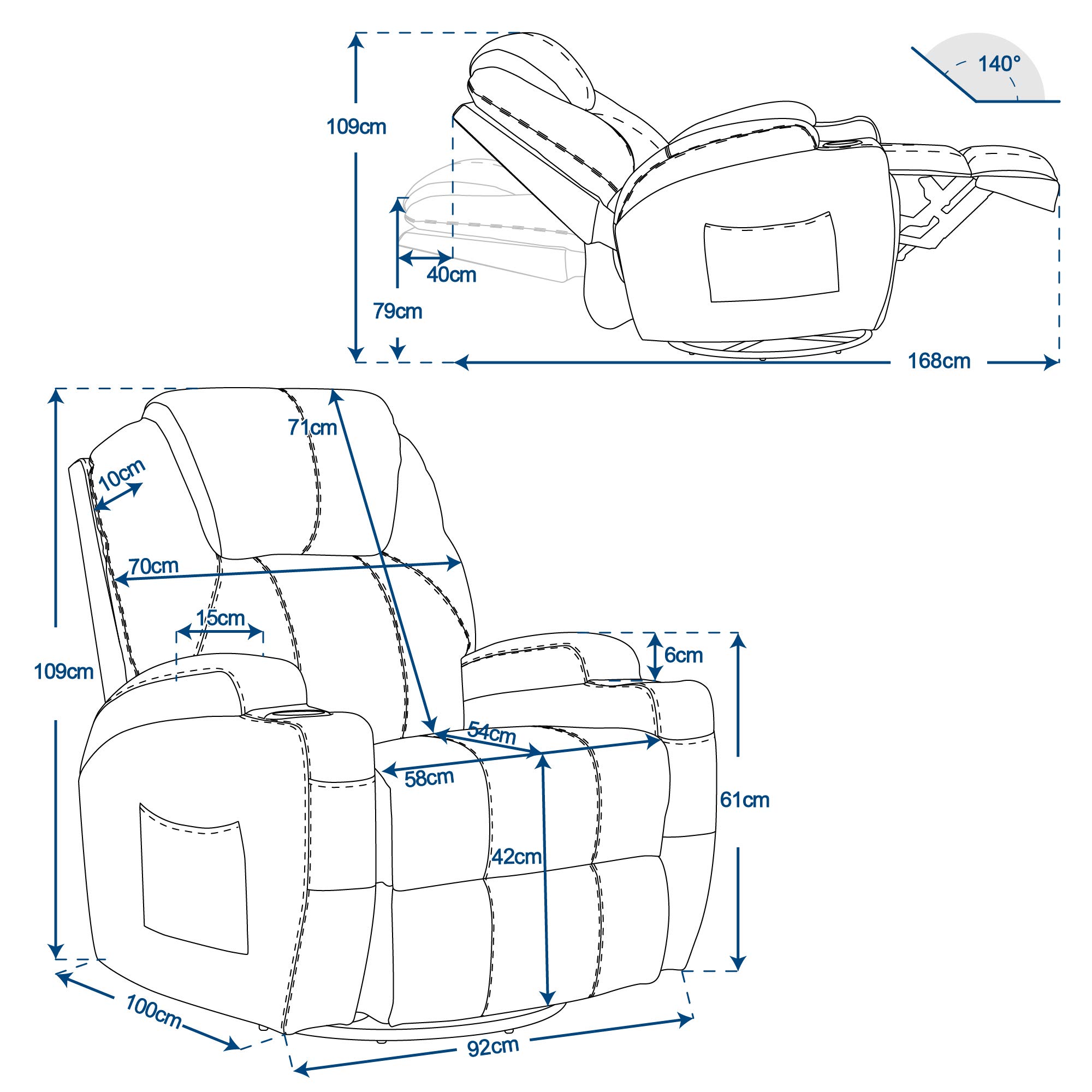 MCombo 360° Swivel Heated Massage Recliner Chair with Adjustable Settings - Black 7020BK - Perfect for Living Room, Home Theater, and Office Relaxation