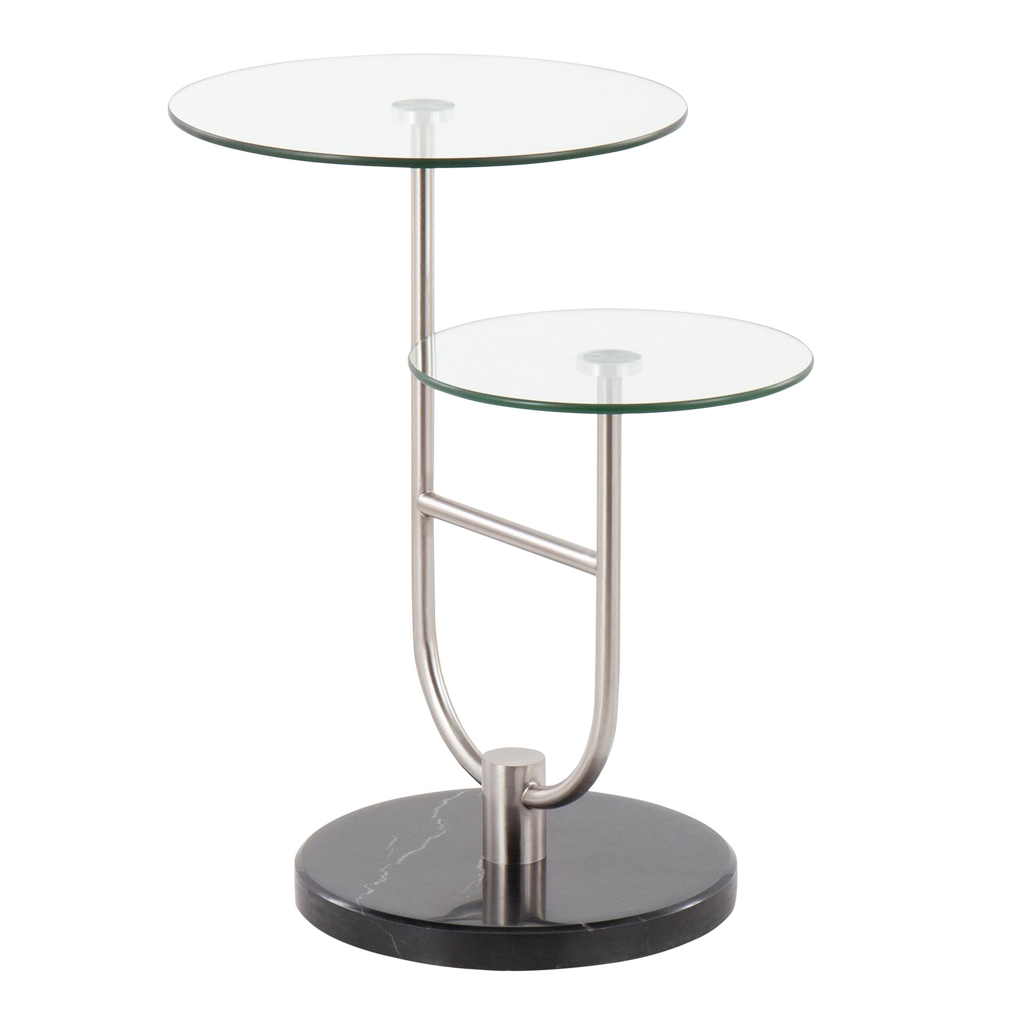 LumiSource Black Round Glass Side Table - Small Accent End Table for Living Room, Couch, Bedroom | Modern Space-Saving Furniture for Apartments & Small Spaces