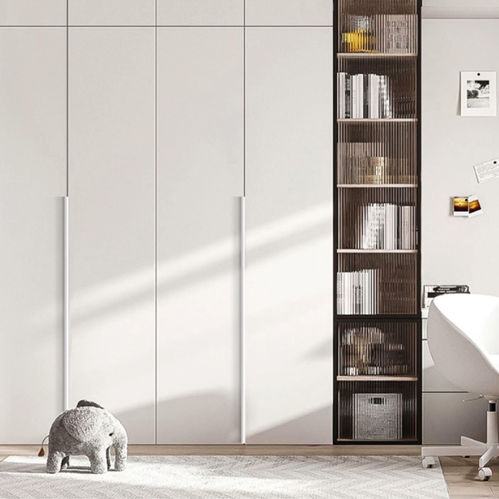 Modern Invisible Aluminum Alloy Concealed Kitchen Cabinet Handles - 40cm/15.7in White Finger Edge Pull for Drawers, Wardrobes & Furniture - Perfect for Contemporary Kitchen & Home Renovation Projects