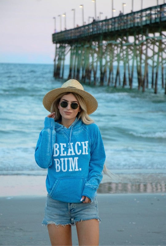 Vintage Beach Bum Hoodie for Women - Curvy Fit, Made in USA - Perfect for Casual Wear, Beach Outings & Cozy Loungewear