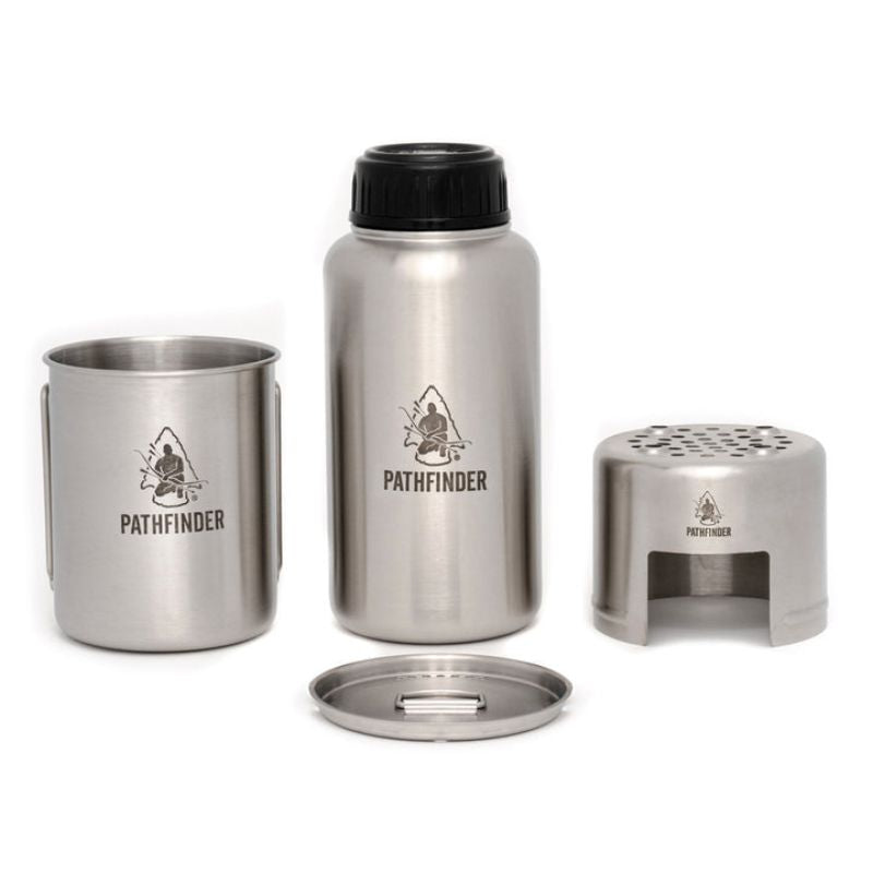 Pathfinder Stainless Steel Camping Cook Set - Lightweight & Durable Outdoor Cooking Kit for Backpacking, Hiking & Survival Gear | Perfect for Camping Trips & Emergency Preparedness