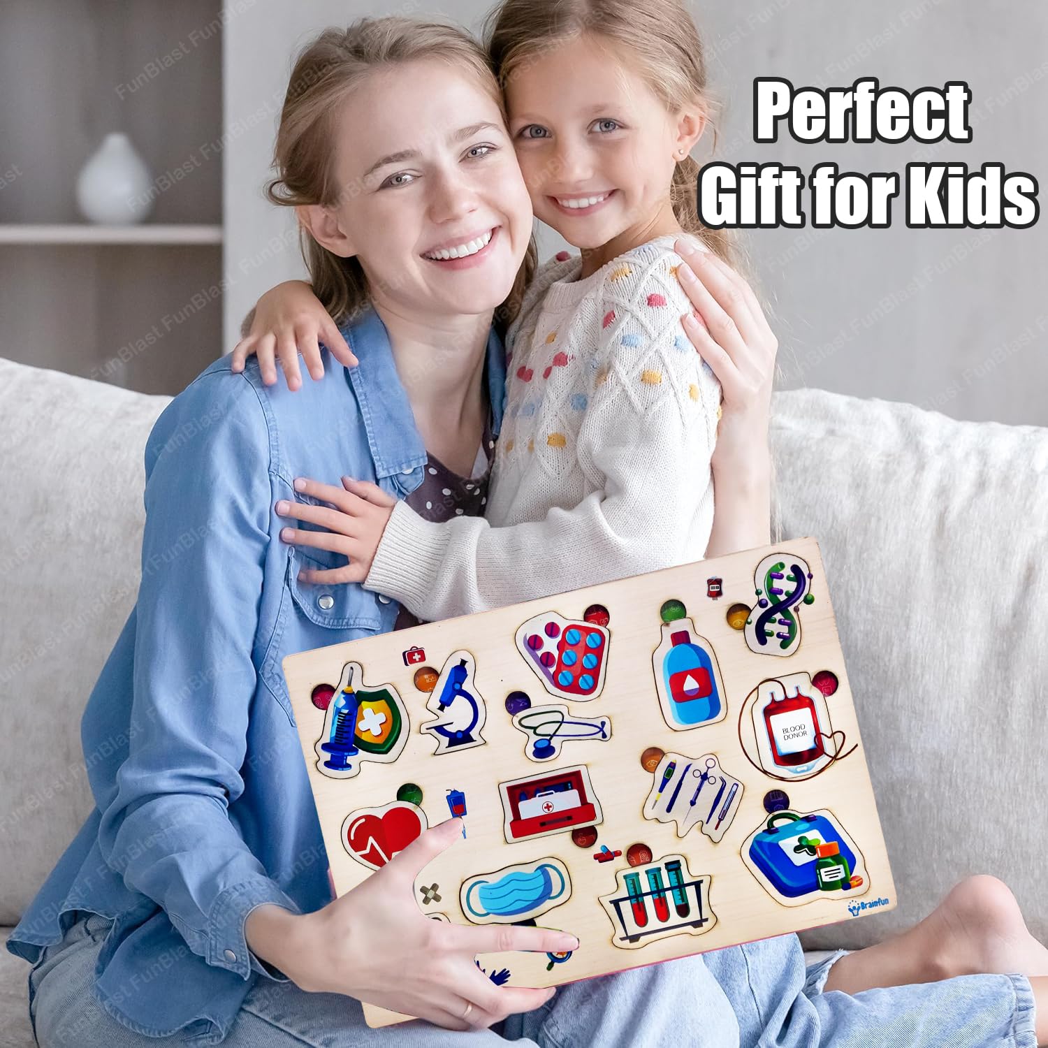 FunBlast Wooden Army Vehicle Puzzle Board - Colorful Educational Learning Toy for Kids, Boys & Girls | STEM Toy for Early Childhood Development & Creative Play