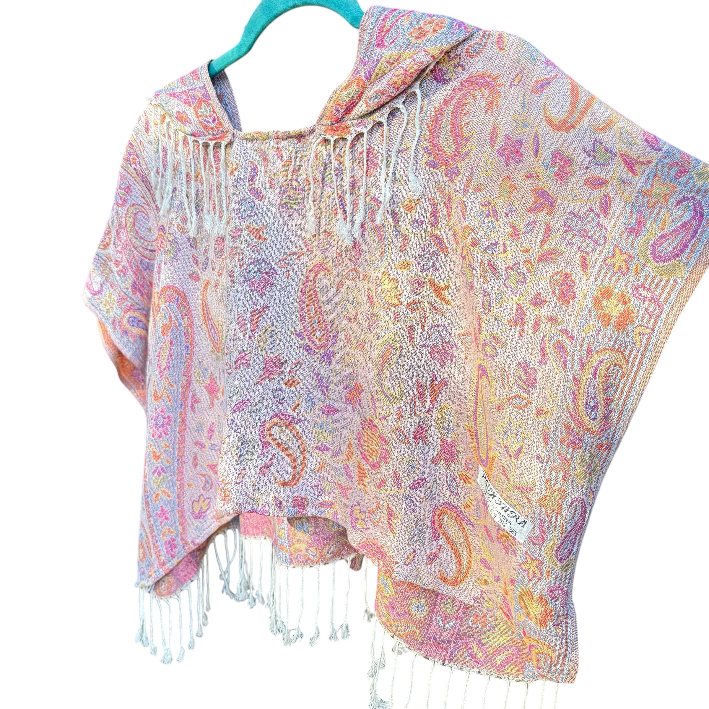White Garden Pashmina Hooded Crop Top - Stylish Women's Fashion for Casual Wear, Outfits & Layering