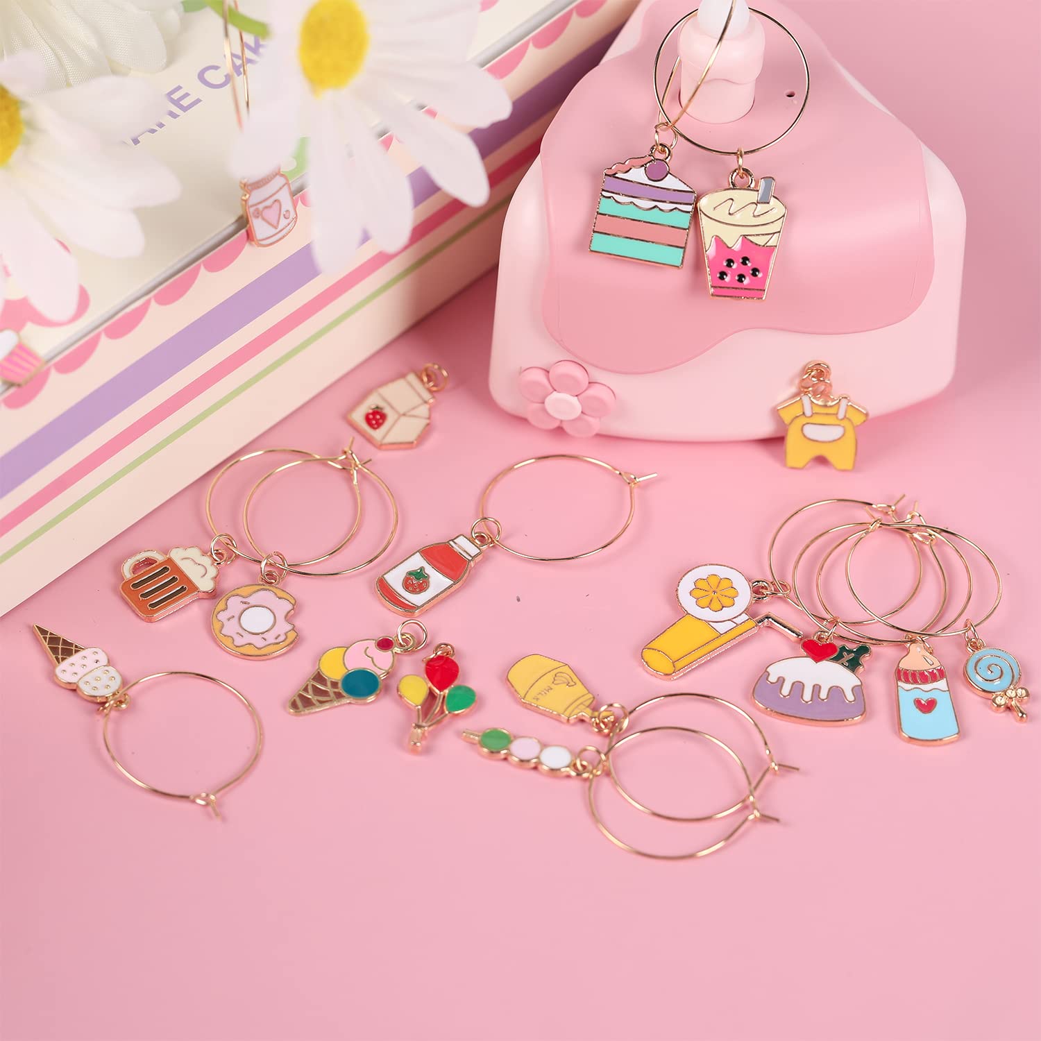 Funny Baby Shower Wine Glass Charms Set of 18 - Stemware Drink Markers & Party Decorations for Weddings, Bridal Showers & Celebrations - Unique Wine Glass Identifiers for Guests