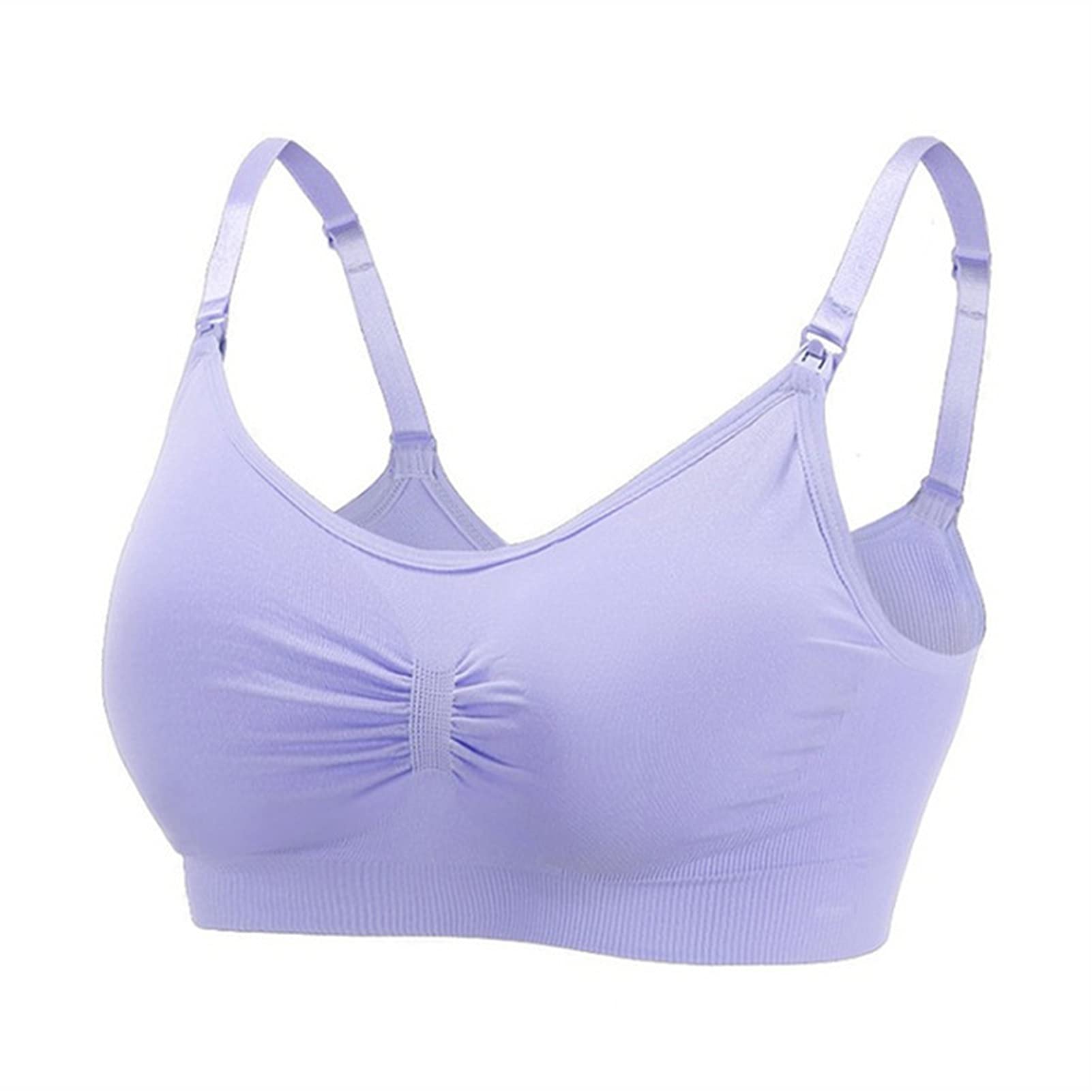 Comfortable Wireless Nursing Bra for Breastfeeding Moms - Maternity Bra with No Underwire, Breathable Fabric to Prevent Sagging - Size L Purple - Perfect for Daily Wear & Nighttime Nursing
