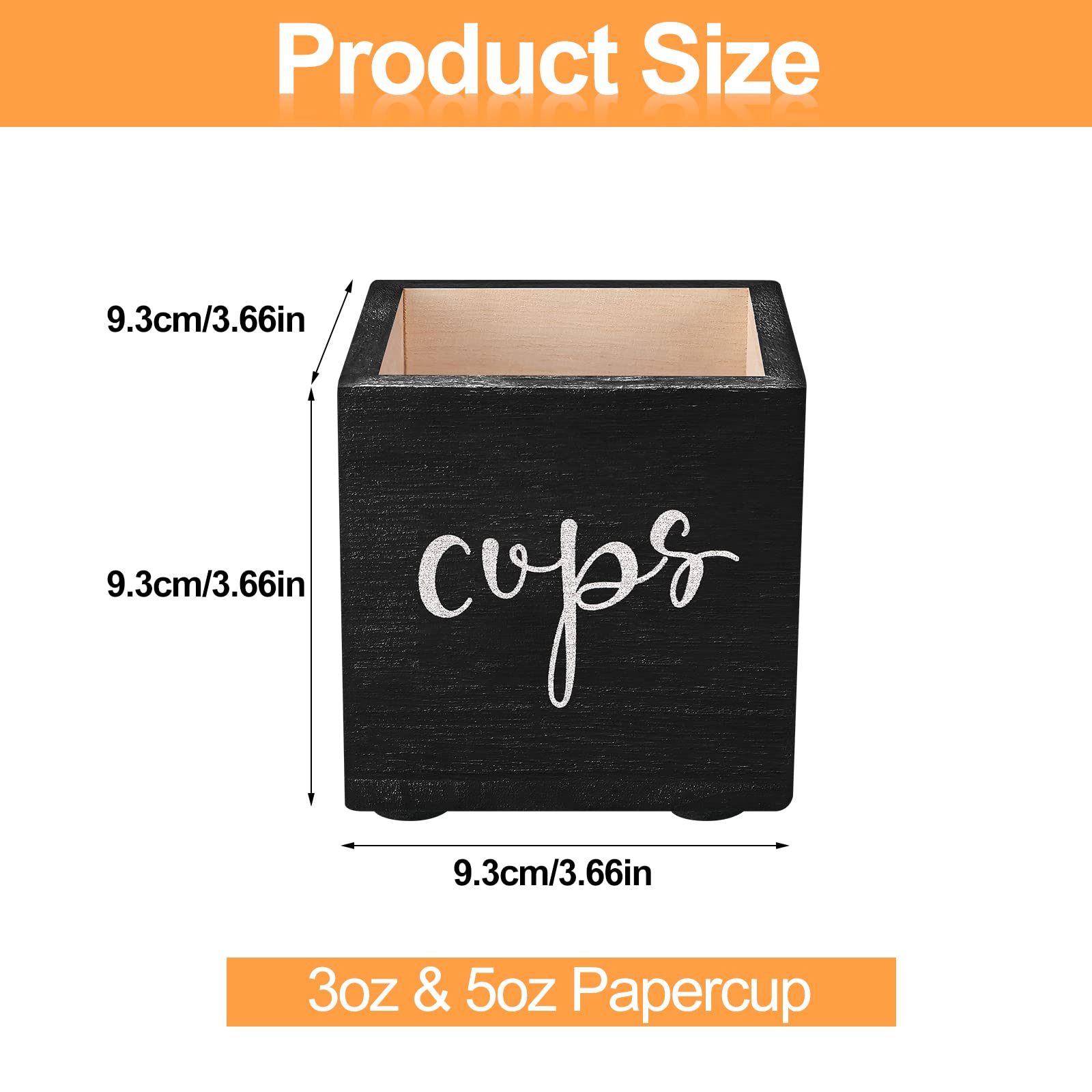 2-Pack Black Bathroom Cup Dispenser - 3oz & 5oz Disposable Paper Cup Holder Storage Box - Farmhouse Style Drink Caddy for Kitchen, Wedding Party Decor - Perfect for Home, Office, and Event Use