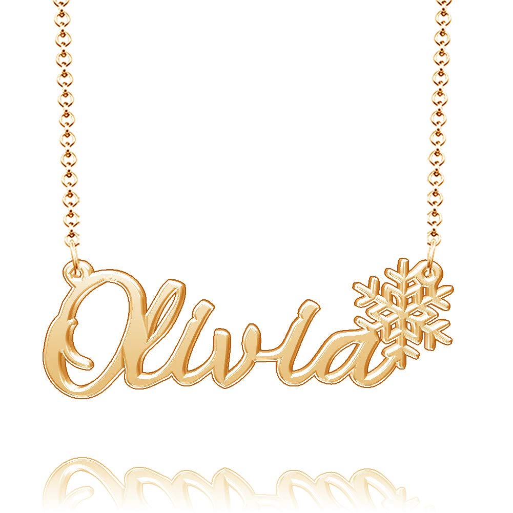 Personalized Name Necklace - Sterling Silver Snowflake Pendant Gift for Her | Anniversary, Birthday, Valentine's Day