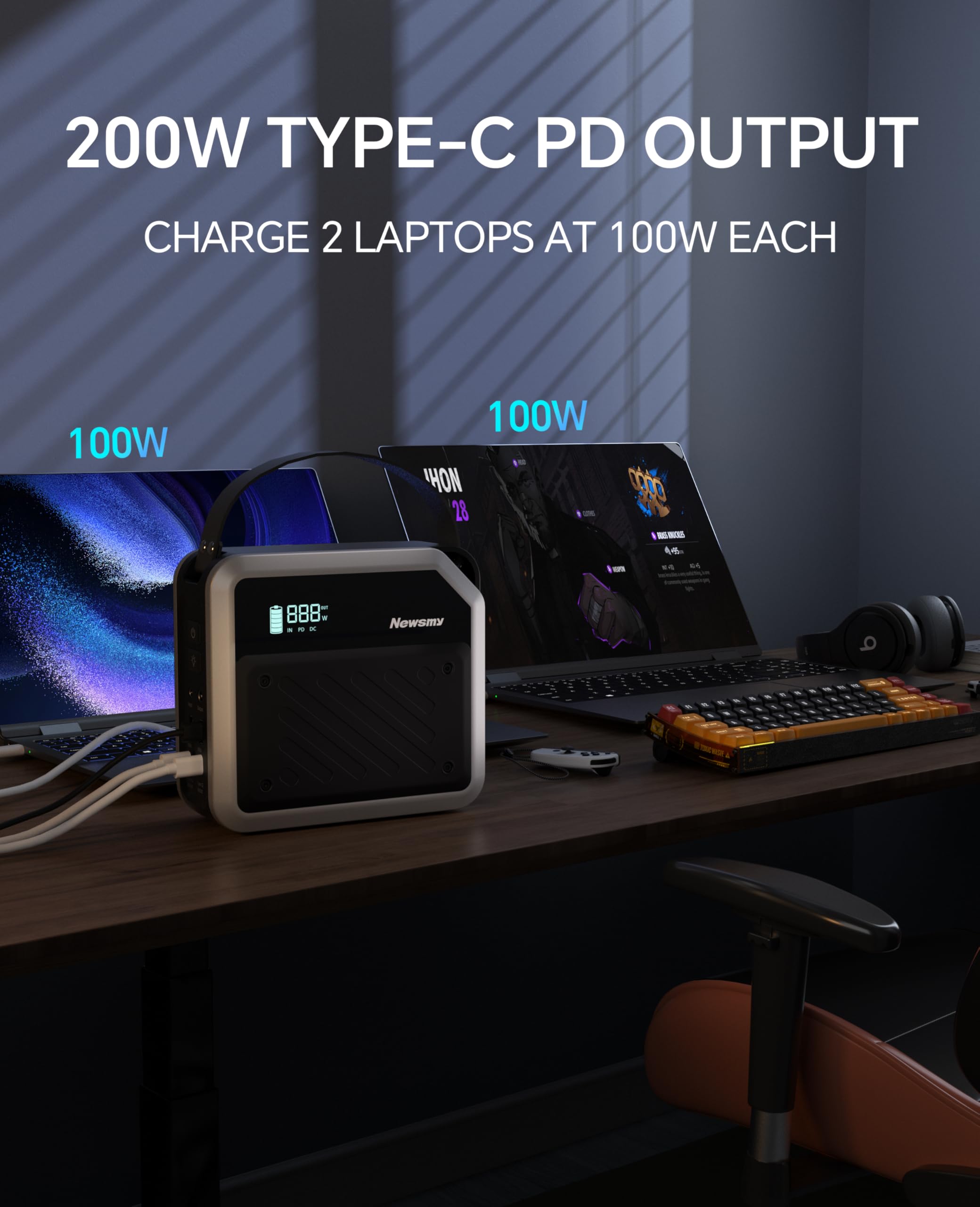 270Wh/72000mAh Portable Power Bank with 268W Max Output - 2x100W USB-C PD Fast Charging, LiMnFePO4 Battery Backup for Camping, Travel, Business & CPAP Machines | Includes 65W PD Charger | Perfect for Outdoor Adventures, Emergency Power & Mobile Workstations
