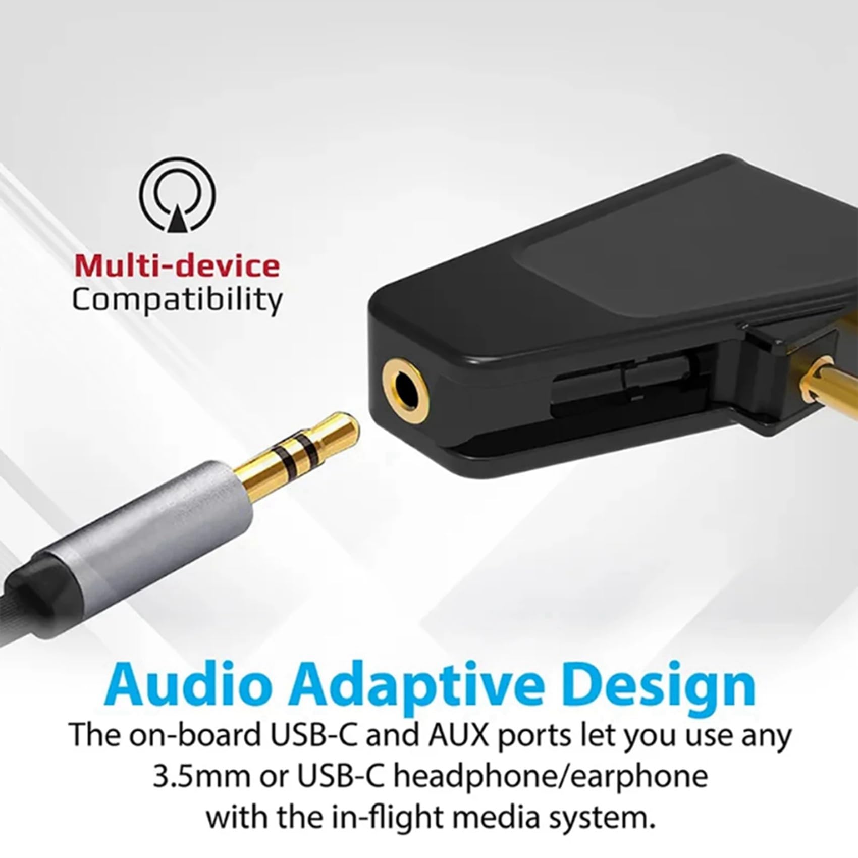Decqerbe 2X Bluetooth 5.3 Airplane Adapter - Wireless Flight Headphone Transmitter for Shure Aonic 40/50, Noise Cancelling Headphones - Perfect for In-Flight Entertainment & Travel