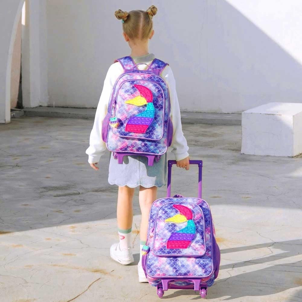 Kids Rolling Luggage for Boys and Girls - Toddler Travel Carry On Suitcase with Wheels | Perfect for Airplane Trips, Family Vacations & School Sleepovers
