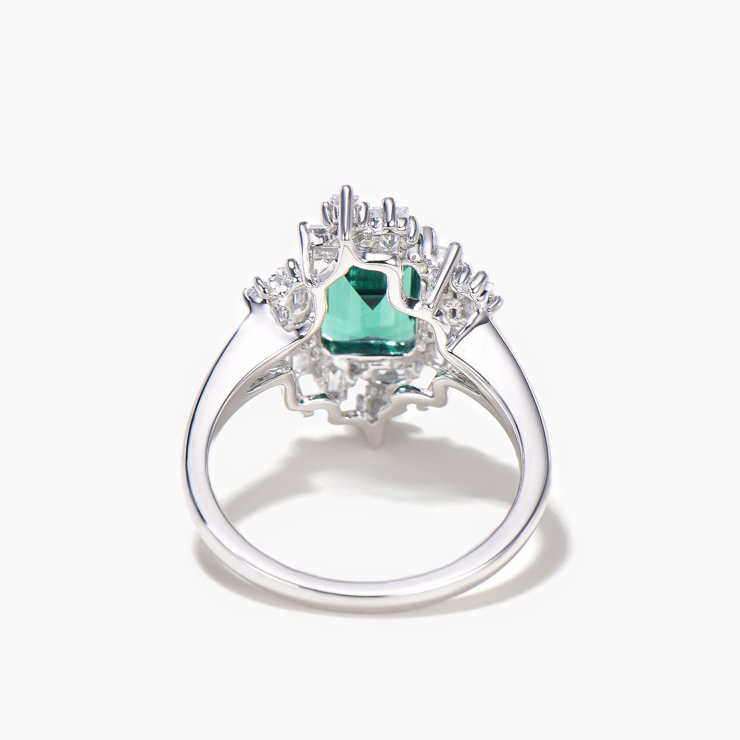 2ct Emerald Cut Green Moissanite Baguette Halo Engagement Ring for Women - Vintage Inspired Split Shank Wedding Band, Perfect for Proposals, Anniversaries & Bridal Jewelry