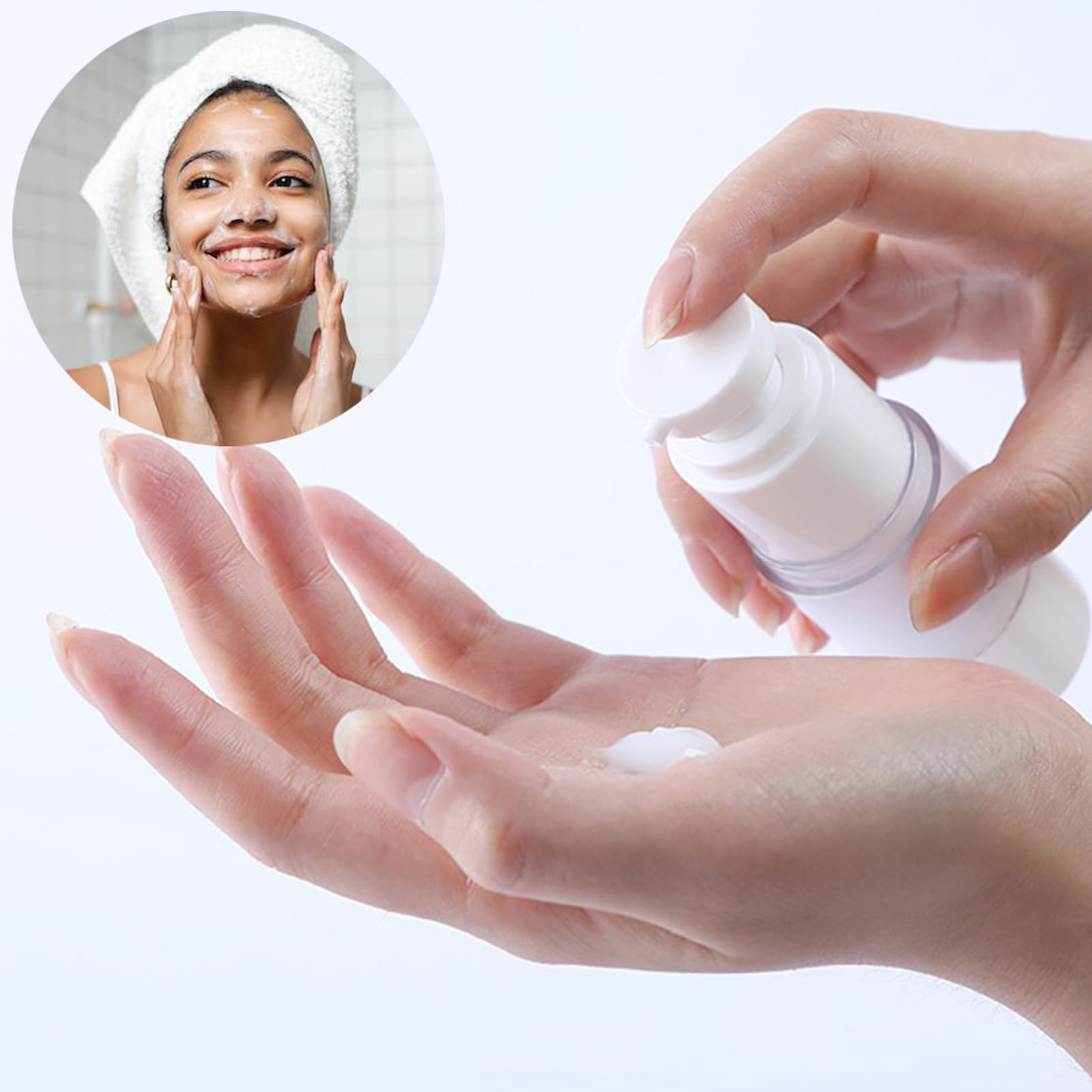 Qeuly 3 Pack 0.5 oz Airless Pump Bottles - Travel Size Refillable Cosmetic Dispensers for Lotion, Foundation, Moisturizer & Shampoo | Leak-Proof Toiletry Containers for Makeup, Skincare & Travel Essentials
