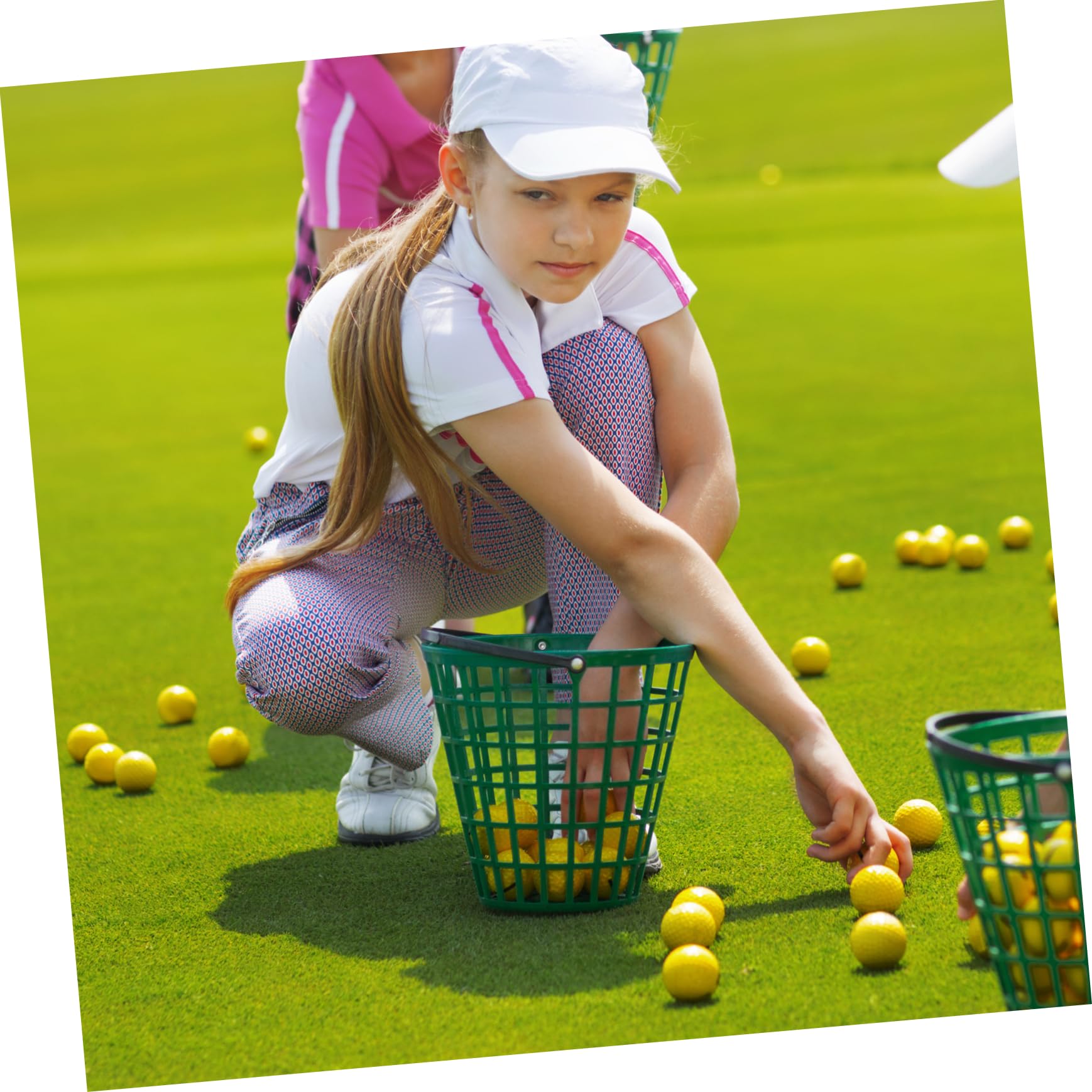 BESPORTBLE Golf Ball Picker Basket - Portable Golf Ball Collector with Hollow Design, Holds 50 Balls (Green) - Perfect for Driving Range Practice & Course Accessories