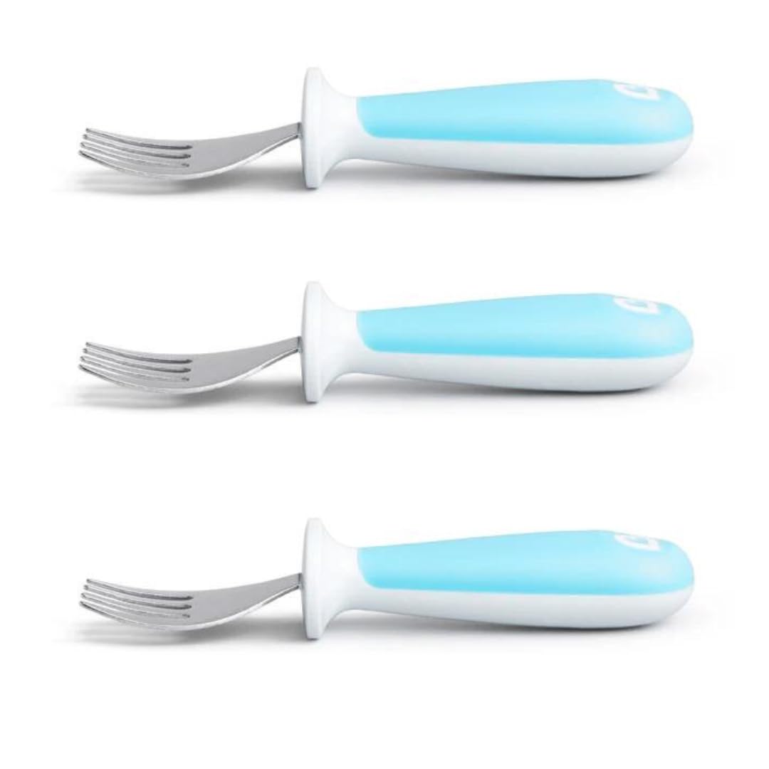 Munchkin Raise Stainless Steel Toddler Forks Set - 3 Pack, BPA-Free Plastic Handles, Adorable Pink & Blue Utensils for Kids | Perfect for First Self-Feeding, Daycare, Travel & Restaurant Meals | Toddler-Friendly Design for Ages 12+ Months