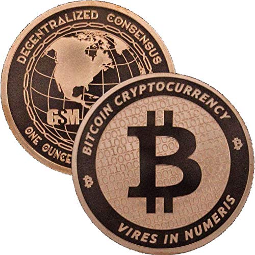 1 oz .999 Pure Copper Round Bitcoin Cryptocurrency Challenge Coin - Collectible Gift for Crypto Enthusiasts & Investors