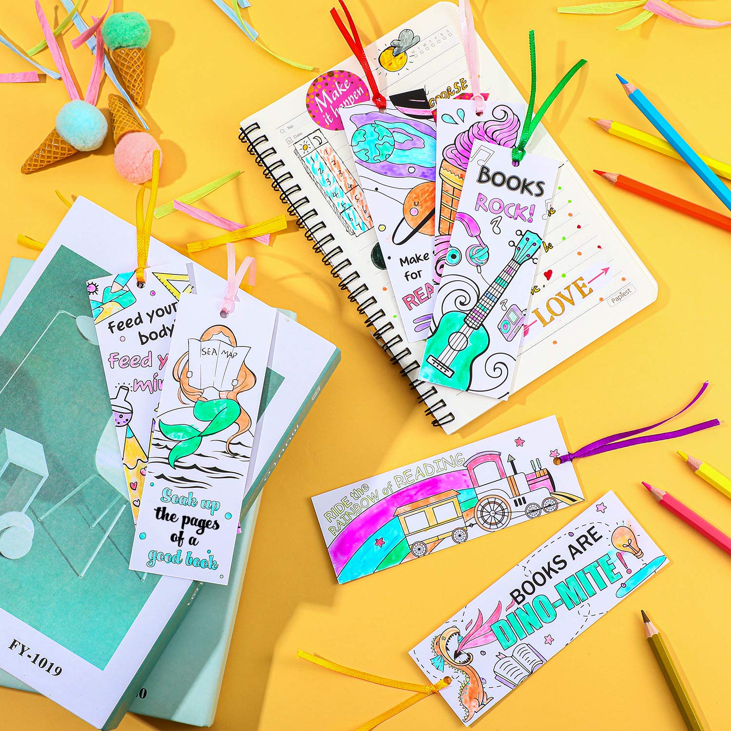 DIY Coloring Bookmarks Kit - 180 Double-Sided Patterned Bookmarks for Kids & Adults | Creative Art Activity, Reading Accessories, Classroom Craft, Party Favors, Relaxation Gift Idea
