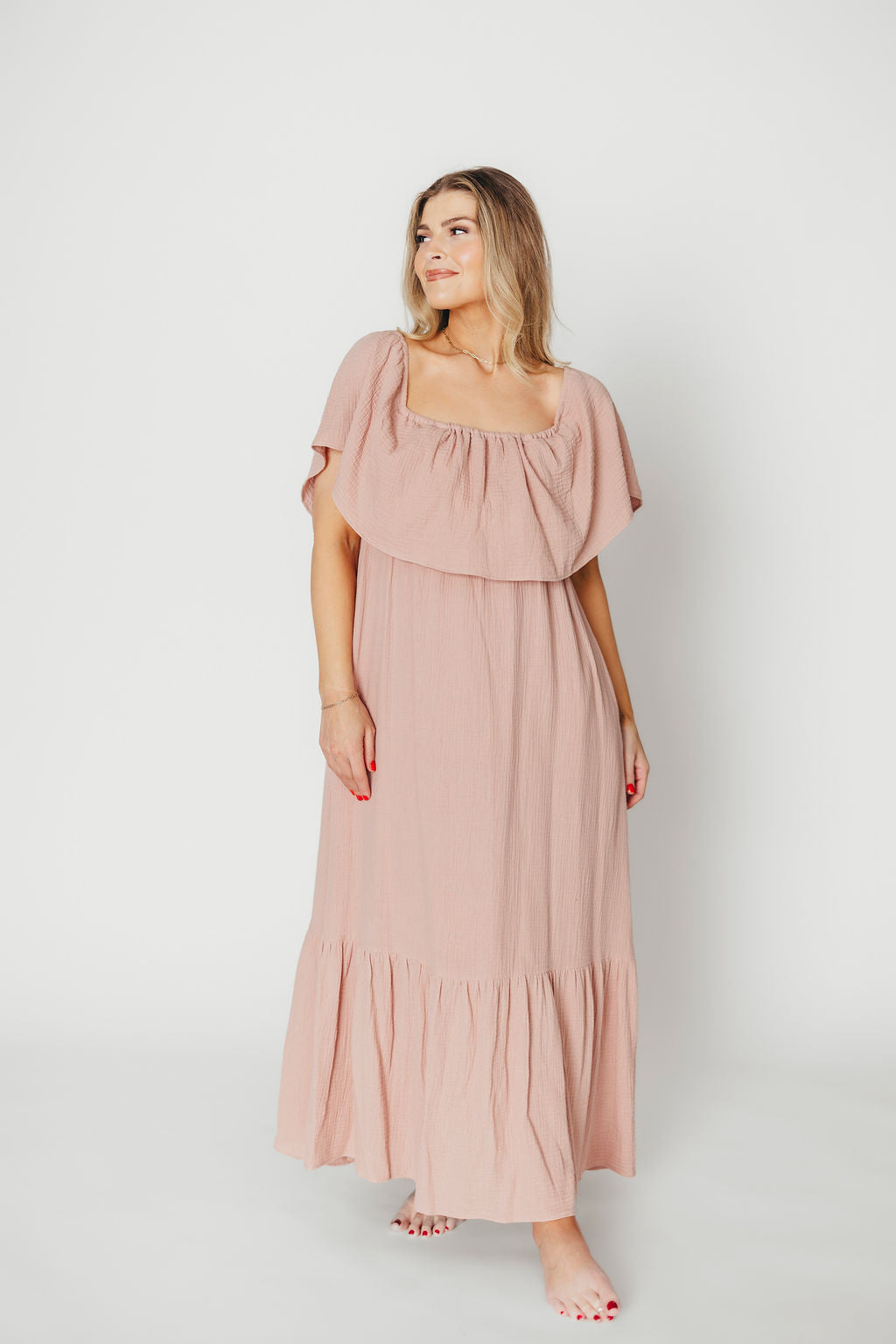 Josie 100% Cotton Maxi Dress in Rose - Bump & Nursing Friendly Maternity Dress for Pregnancy & Breastfeeding | Perfect for Casual Wear, Baby Showers & Nursing Outings