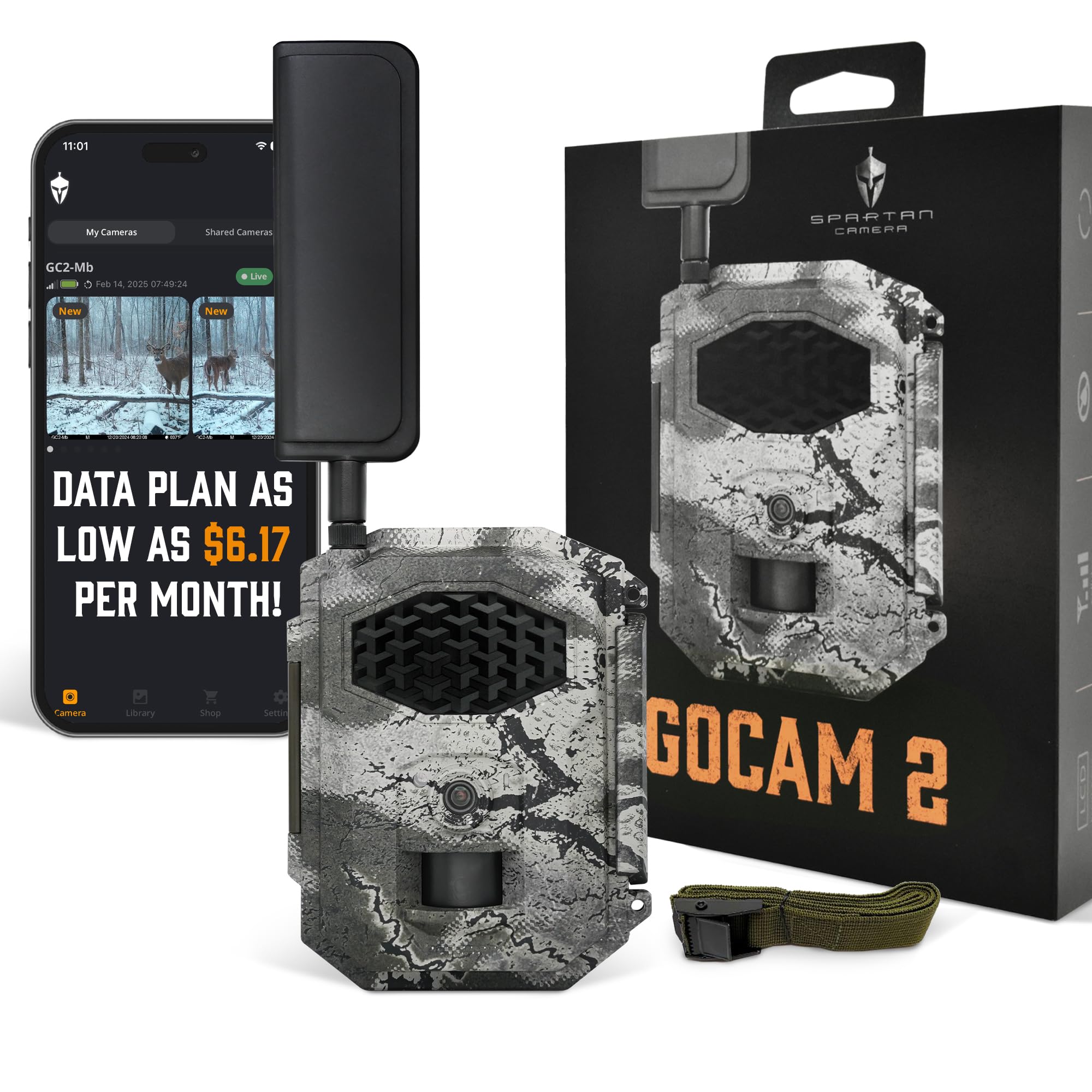 Spartan Camera 2025 Upgrade GoCam2 Cellular Trail Camera with APP Control - 4G LTE, 1080P HD Video, FHD Photos, No Glow Night Vision, Motion Activated, IP65 Waterproof (Spartan Areus, Verizon) - Perfect for Wildlife Monitoring, Hunting, and Home Security