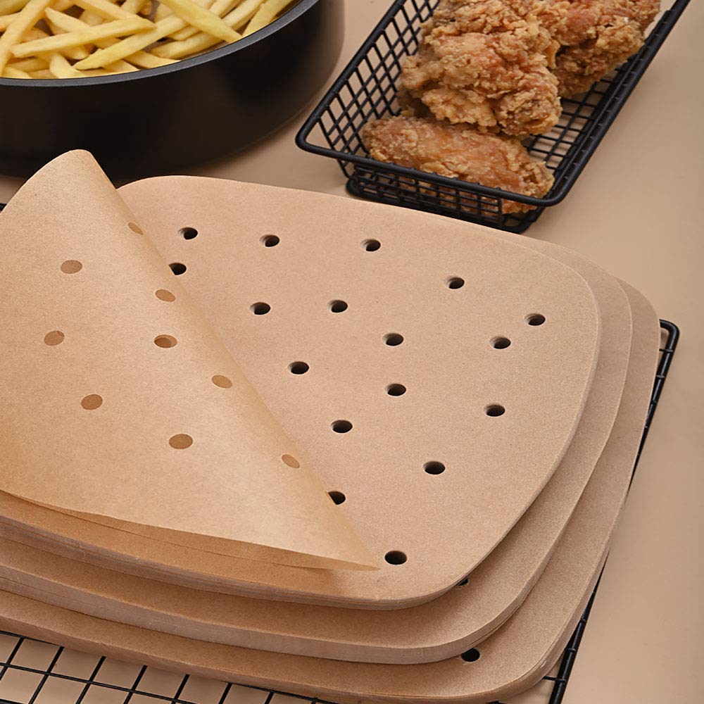 200Pcs Unbleached 8.5 Inch Square Air Fryer Parchment Paper Liners - Safe for Air Fryers, Ovens, Microwaves, Baking Pans & Bamboo Steamers | Perfect for Healthy Cooking, Meal Prep & Reheating Leftovers
