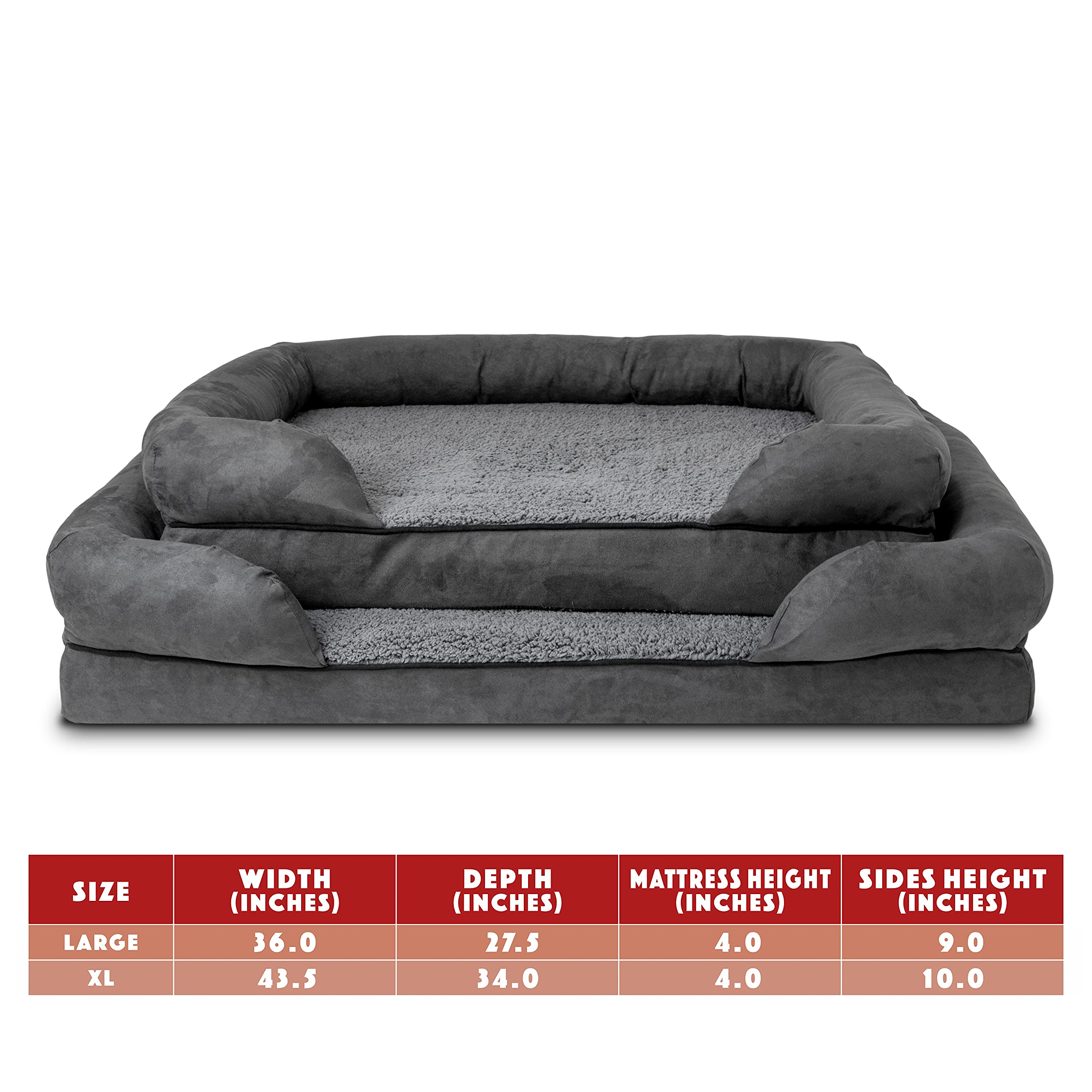 **Large Grey Plush Memory Foam Dog Bed for Arthritis & Joint Pain Relief - Orthopedic Support for Hip Dysplasia, Post-Surgery Recovery & Lameness - Waterproof Washable Cover - Vet Approved for Calming Comfort (Perfect for Senior Dogs & Post-Surgical Care)**