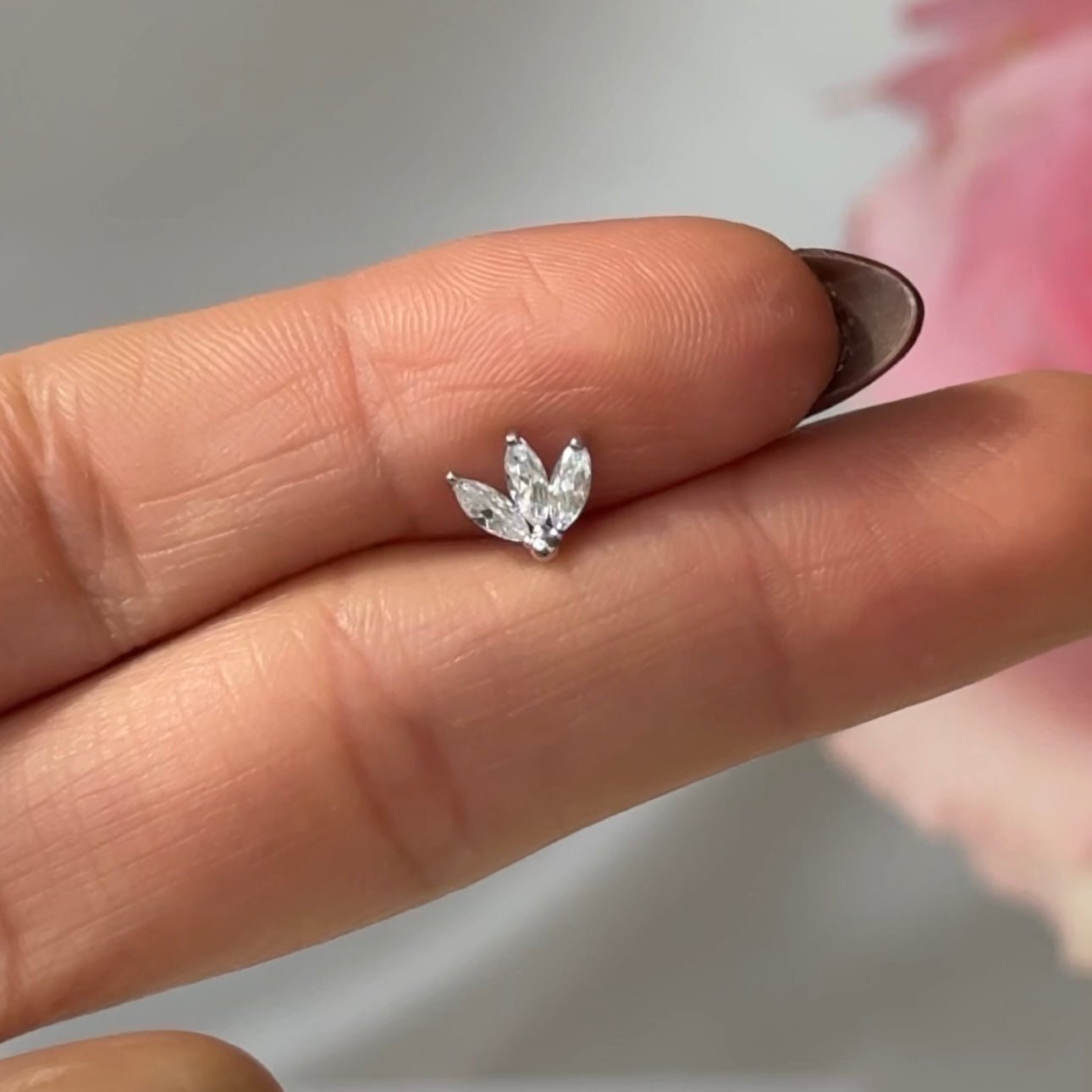 14K Yellow Gold Marquise Gemstone Lotus Flat Back Stud Earrings - Elegant Jewelry for Women, Perfect for Weddings, Parties & Everyday Wear