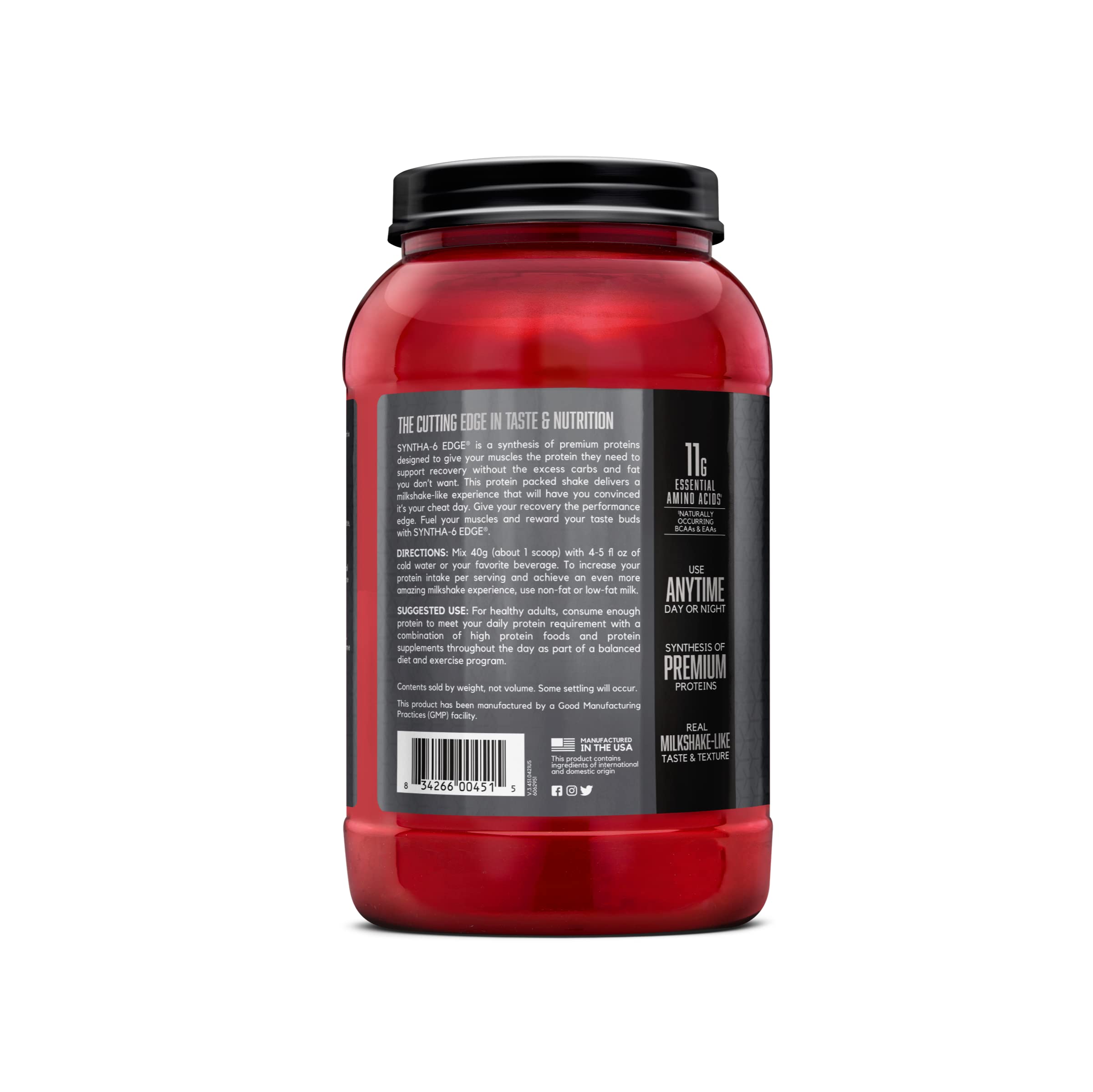 BSN SYNTHA-6 Edge Protein Powder - Hydrolyzed Whey, Micellar Casein & Milk Protein Isolate - 24g Protein, Low Sugar, Cookies & Cream Flavor (28 Servings) - Perfect for Post-Workout Recovery & Muscle Growth