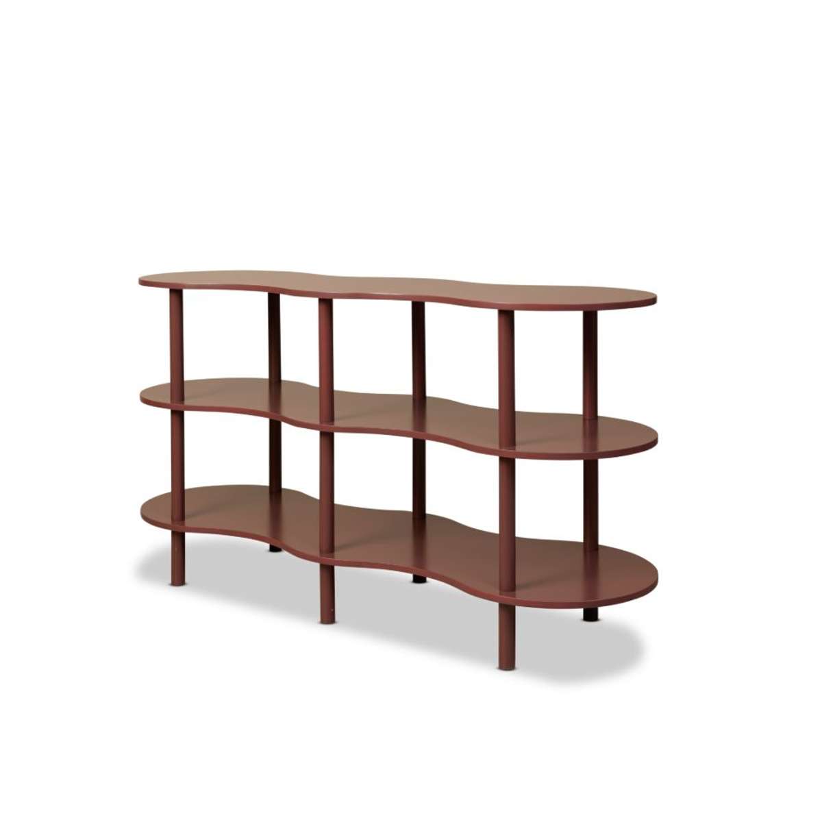 Wavey Low 3-Tier Shelf in Chocolate Brown - Perfect for Living Room, Bedroom, or Office Storage and Organization