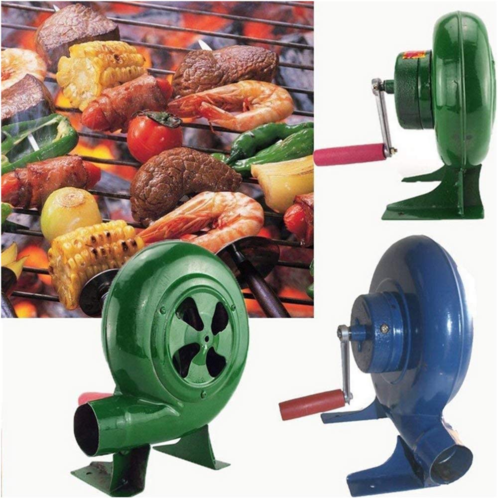300W Manual Crank BBQ Fan - Forged Outdoor Cooking Blower for Camping, Picnics & Backyard Grilling | Portable Camping Gear for Perfect Charcoal Fire Control