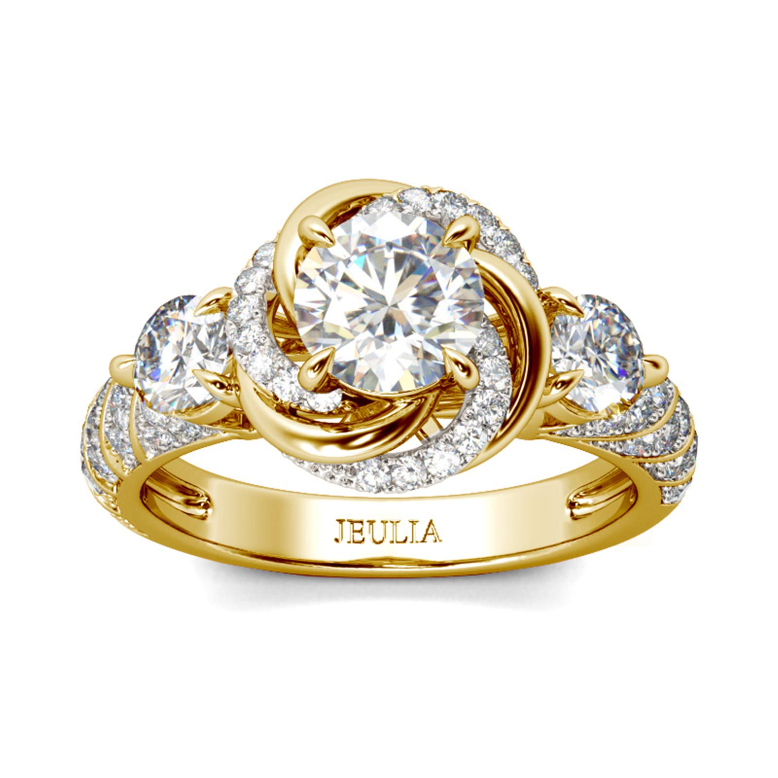 Jeulia Sterling Silver Princess Cut Cubic Zirconia Wedding Ring Set for Women - Floral Halo Eternity Band Bridal Set, Perfect for Engagement, Anniversary & Promise Rings (Ideal for Weddings, Proposals & Romantic Gifts)