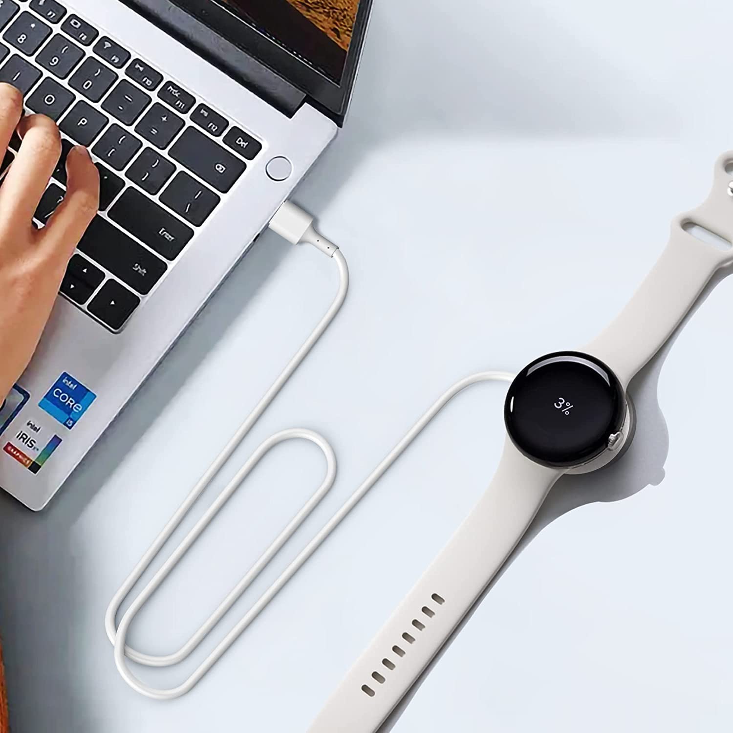 TUCANA USB Charger Cable for Google Pixel Watch - Fast Charging, Durable & Compatible (1 Pack, White) - Perfect for Home, Office & Travel Accessories