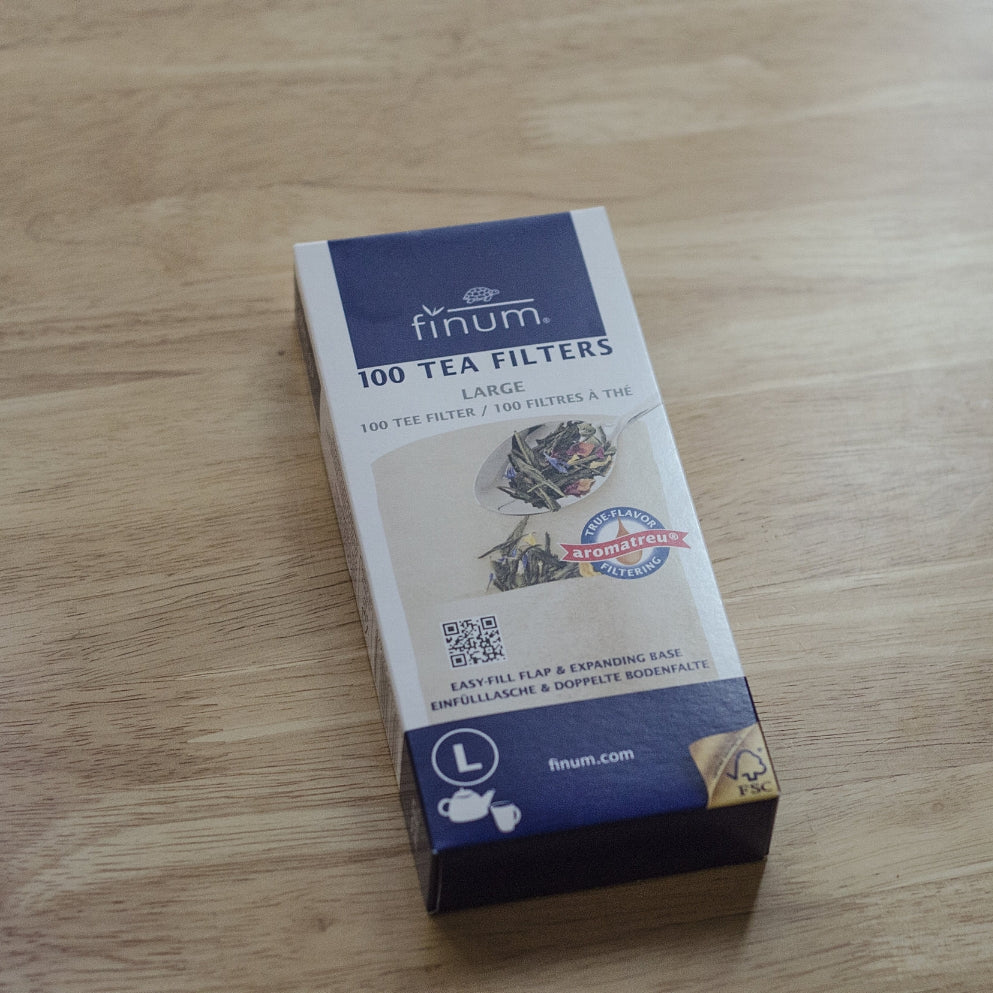 Finum Paper Filter Teabags - 100 Count Biodegradable Tea Bags for Loose Leaf Tea | Perfect for Home, Office & Travel Brewing | Compatible with Most Teapots & Mugs