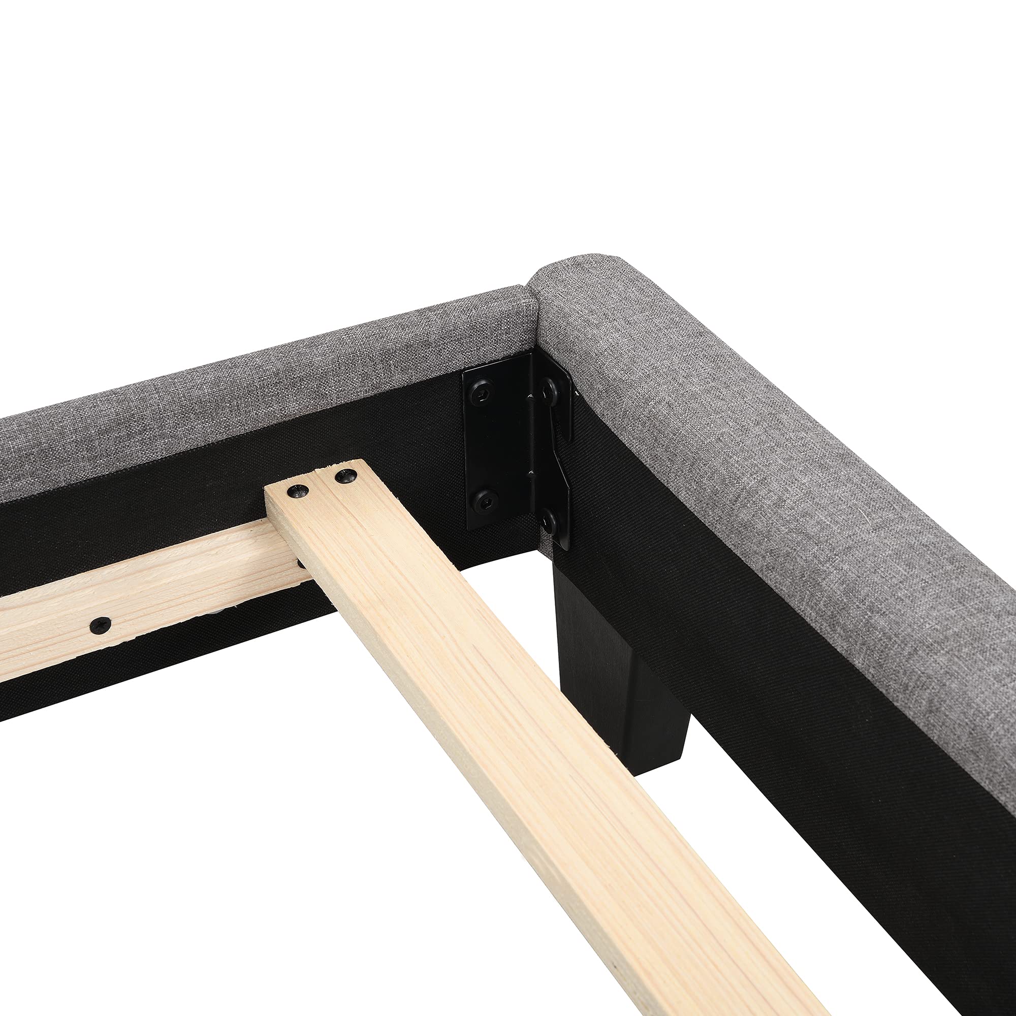 Queen Size Upholstered Platform Bed Frame with Tufted Headboard - Wood Slat Support, No Box Spring Needed, Easy Assembly (Gray) - Perfect for Modern Bedrooms, Guest Rooms & Master Suites