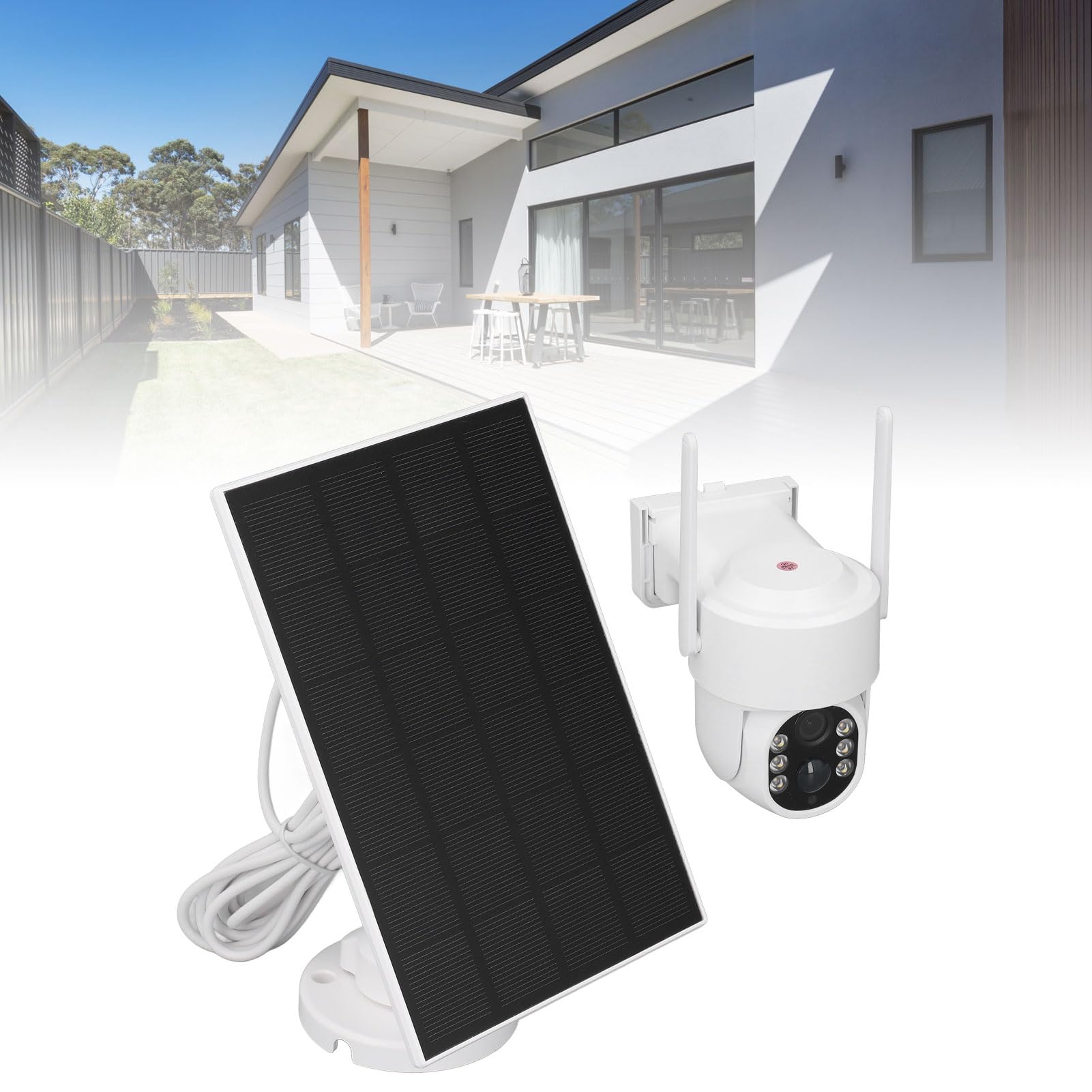 Saluaqui Outdoor Solar Security Camera - 360° View, PIR Motion Detection, 2-Way Talk, IP65 Waterproof, Color Night Vision - Solar Panel Surveillance System Kit for Home, Yard & Business Security