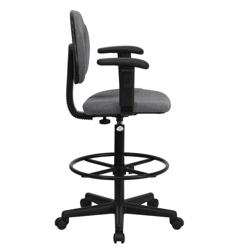 FLASH Patterned Fabric Drafting Chair BT 659 - Adjustable Height Office Chair for Artists, Architects & Designers - Ergonomic Stool for Drafting Table, Studio & Workspace