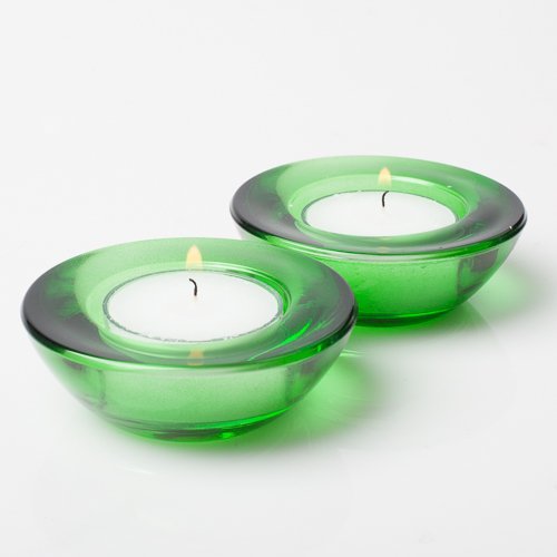 Eastland® Chunky Tealight Candle Holders - Set of 12 Green Glass Votive Candle Containers - Perfect for Weddings, Parties, Home Decor & Holiday Centerpieces