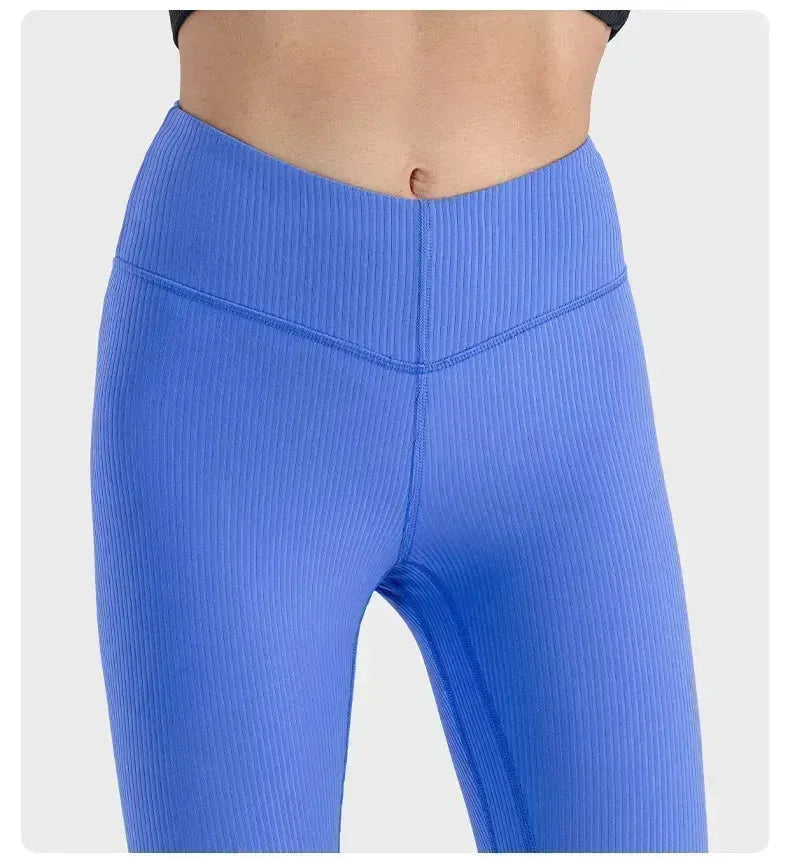 High Waist Yoga Pants for Women - Lemon Align Ribbed Workout Leggings with Elastic Lift Hip - Perfect for Running, Fitness, Exercise & Pilates - Gym, Lounge & Everyday Wear