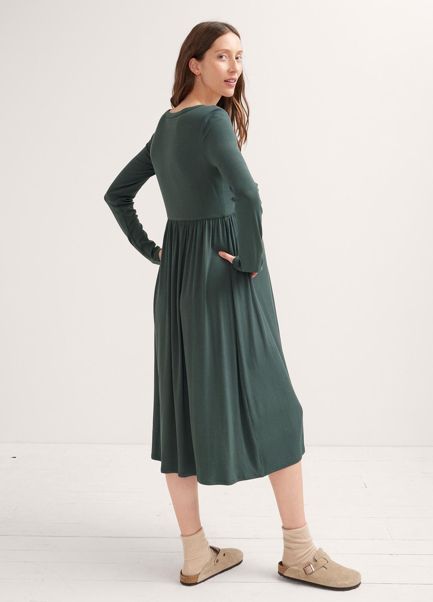 Ultra Soft Ribbed Nursing Dress for Breastfeeding Moms - Comfortable Maternity Wear for Nursing, Lounging & Everyday Use