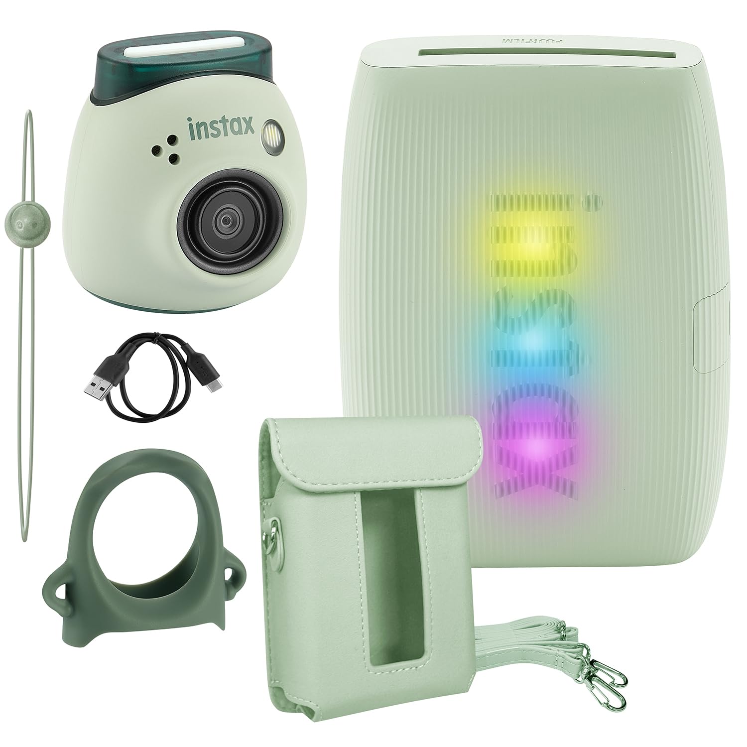 Fujifilm Instax Pal Digital Camera with Link 3 Printer Bundle - Includes Camera Grip & Protective Case (Green) | Perfect for Travel, Parties & Instant Photo Sharing