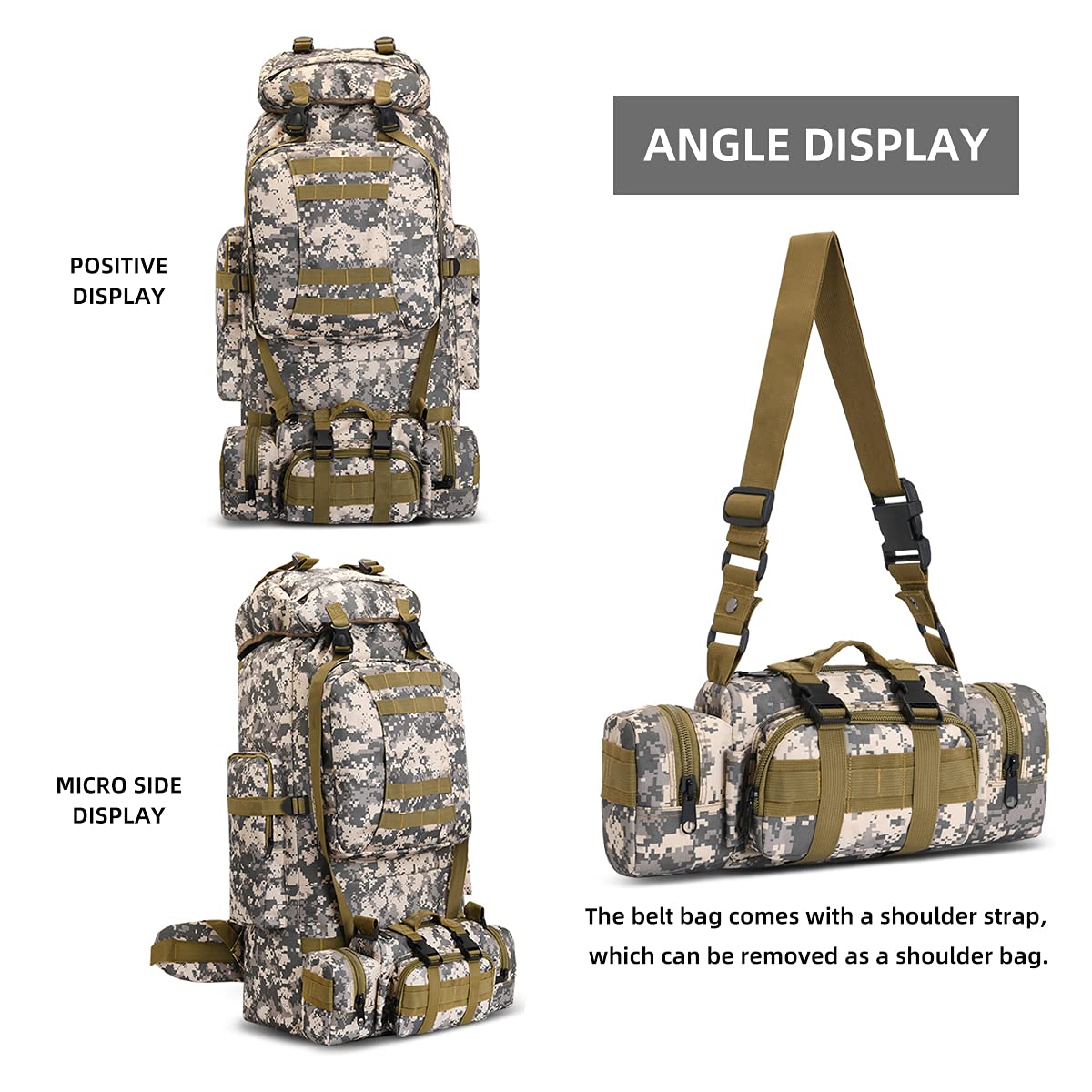100L Waterproof Lightweight Camping & Hiking Backpack - Molle Military Tactical Rucksack for Outdoor Adventures, Travel & Survival Gear (City Camo) - Perfect for Camping Trips, Hiking Expeditions and Tactical Missions
