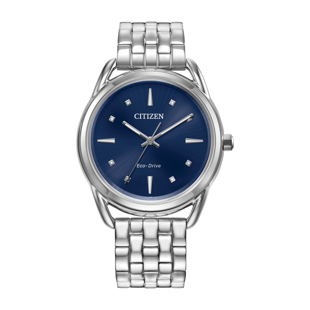 Citizen Eco-Drive Ladies Stainless Steel Dress Watch with Blue Dial - Perfect for Business, Formal Events & Everyday Wear