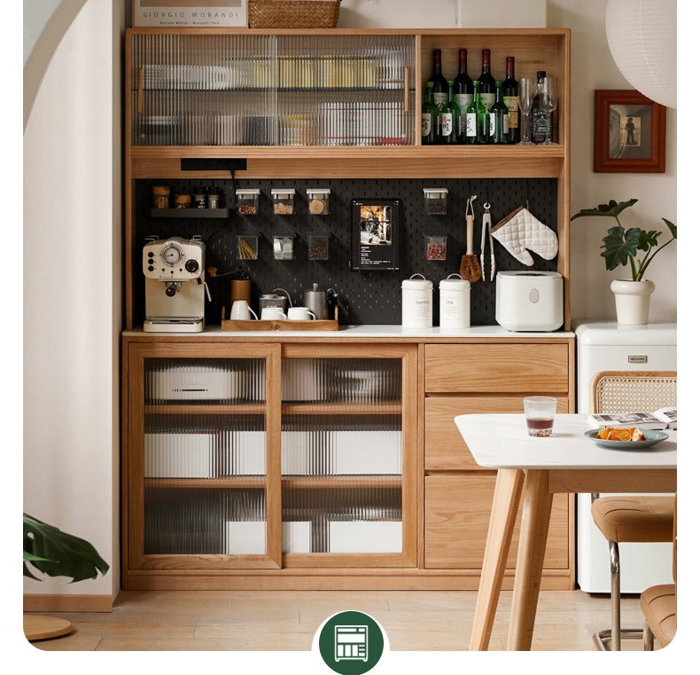 Solid Oak Wood Rock Board - Nordic Style Ultra-Thin Sideboard for Living Room, Bedroom & Dining Room Storage