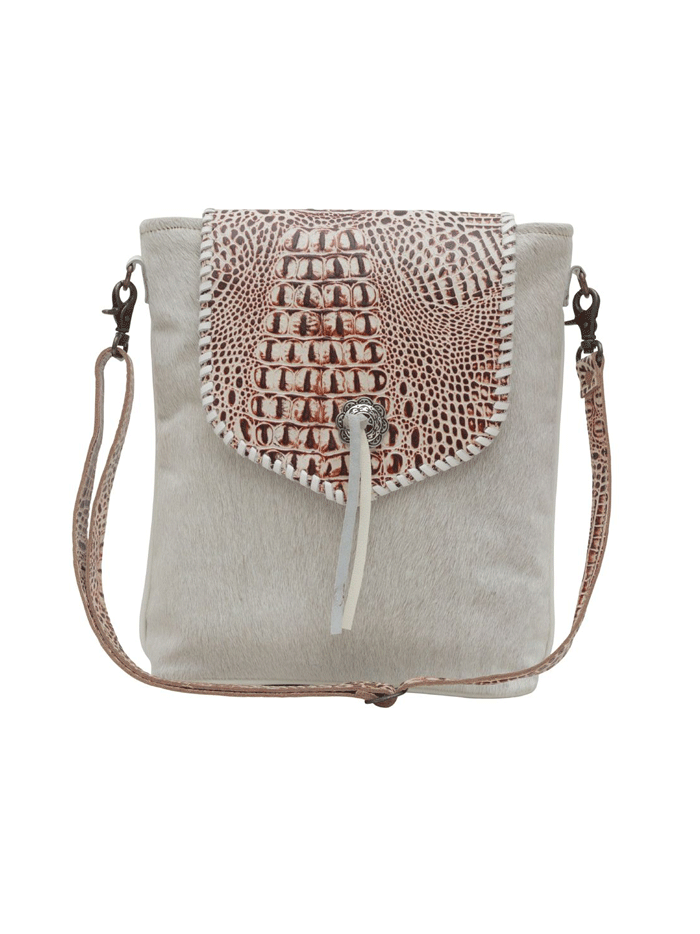Myra Bag S 6217 Women's Smokey Azteca Leather & Hairon Crossbody Bag - Stylish Boho Purse for Everyday Use, Work & Travel